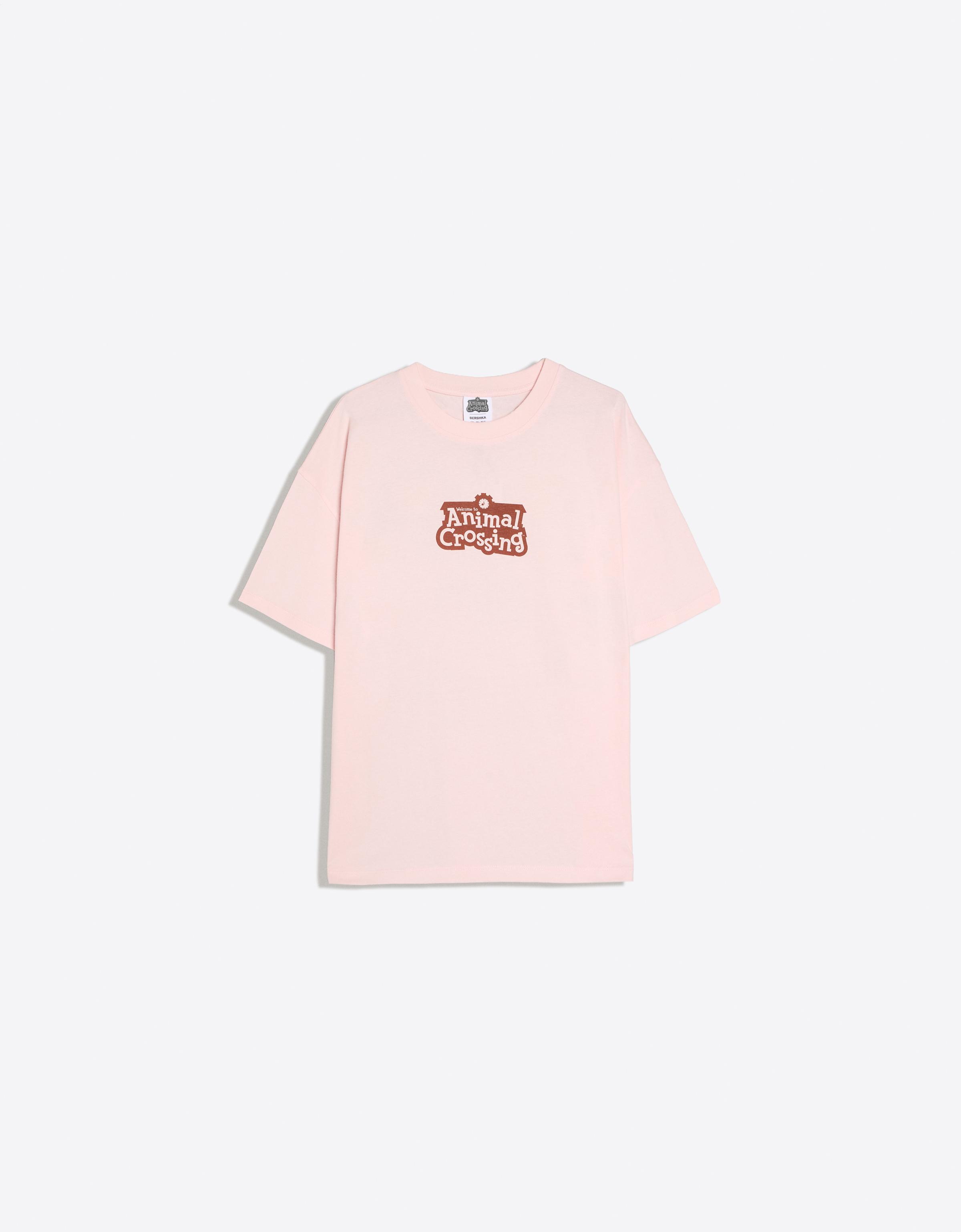 Camiseta Oversize Print Animal Crossing Mujer S Rosa