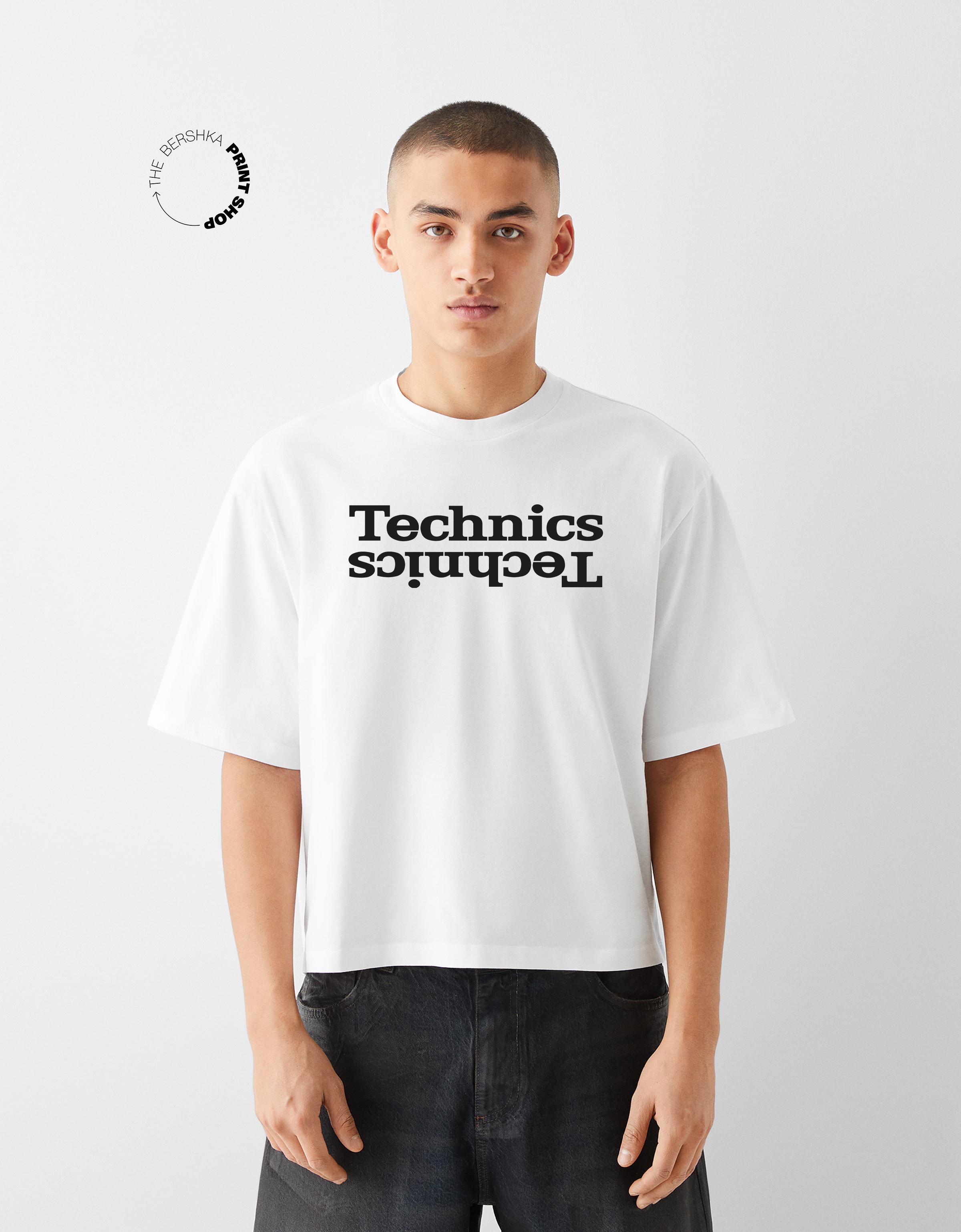 Bershka Cropped-T-Shirt Technics Mit Kurzen Ärmeln Herren Xl Weiss