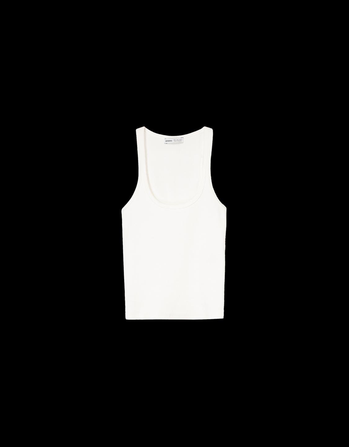Sleeveless ribbed T-shirt