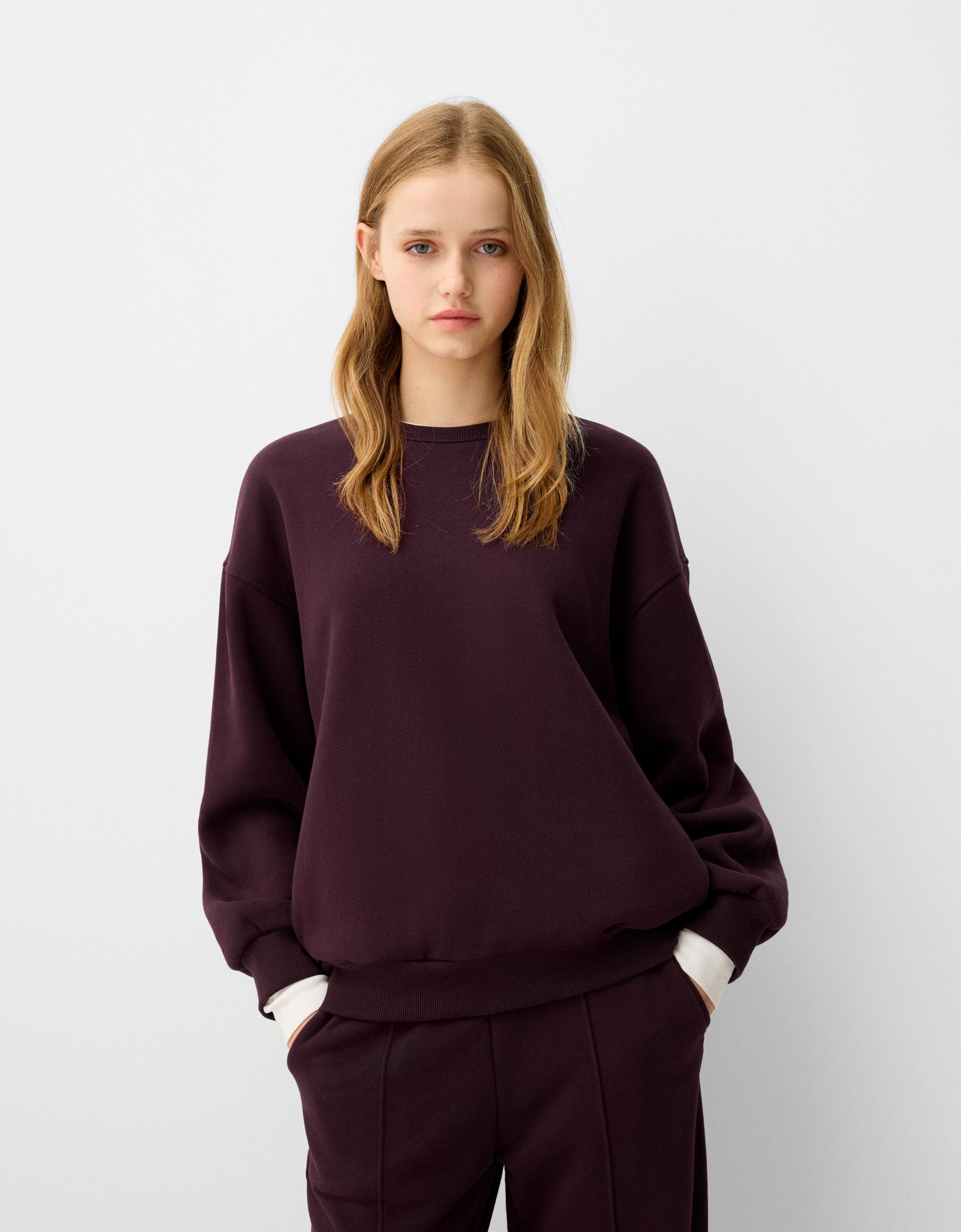 Bershka Oversize-Sweatshirt Mit Seitentaschen Damen L Violett