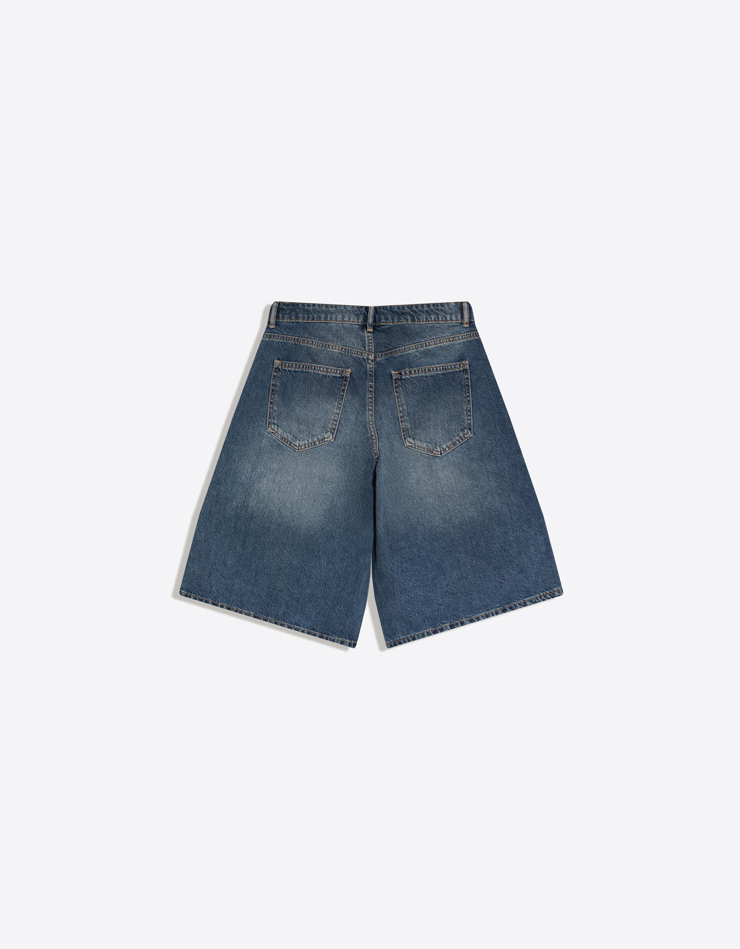 Bershka Baggy fit denim bermuda görsel 8