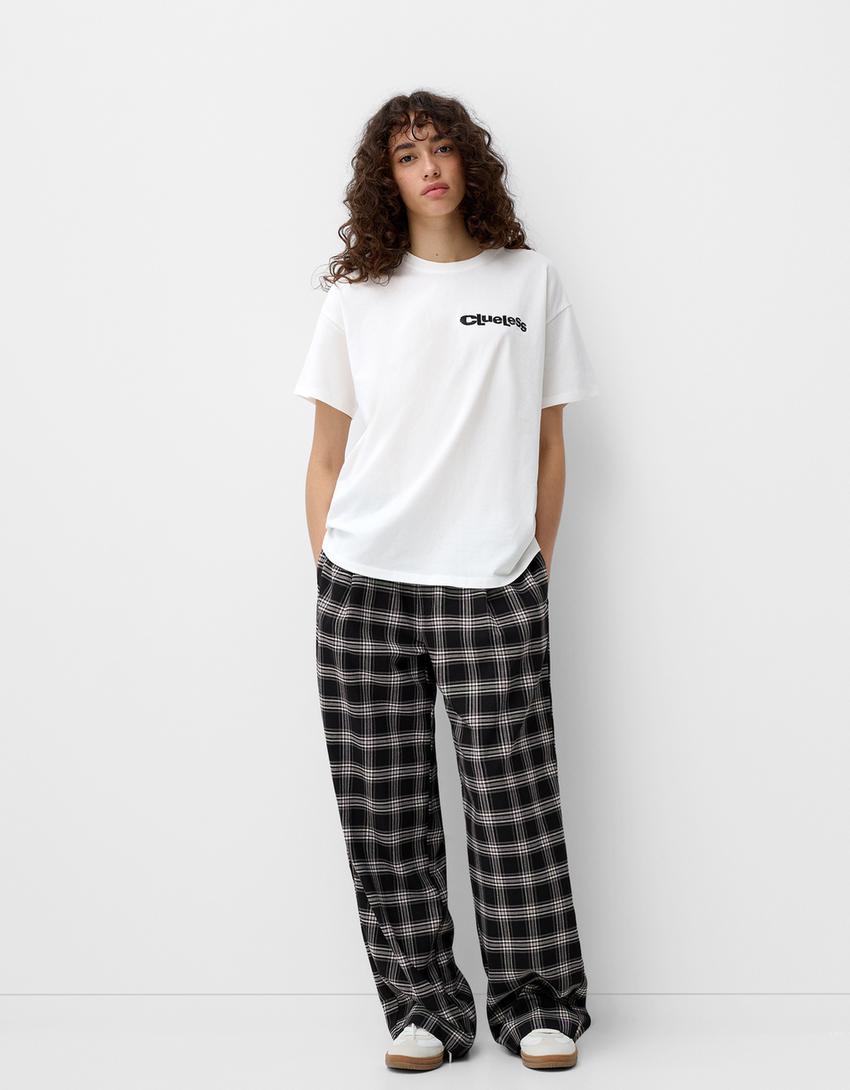 Pantalon Black And White Plaid Jeans Pantalón Straight Cuadros