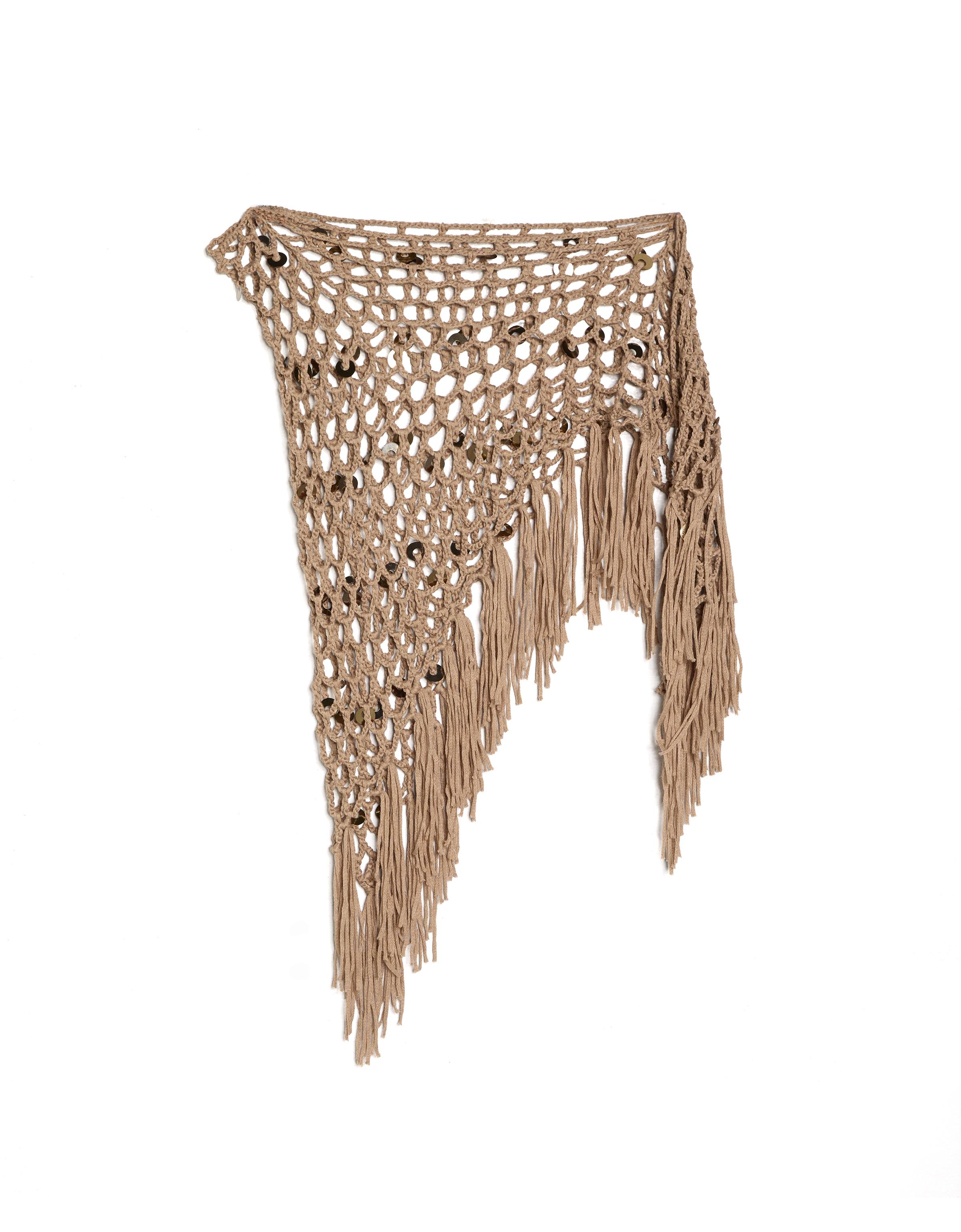 Sequin crochet overlay skirt — Sand