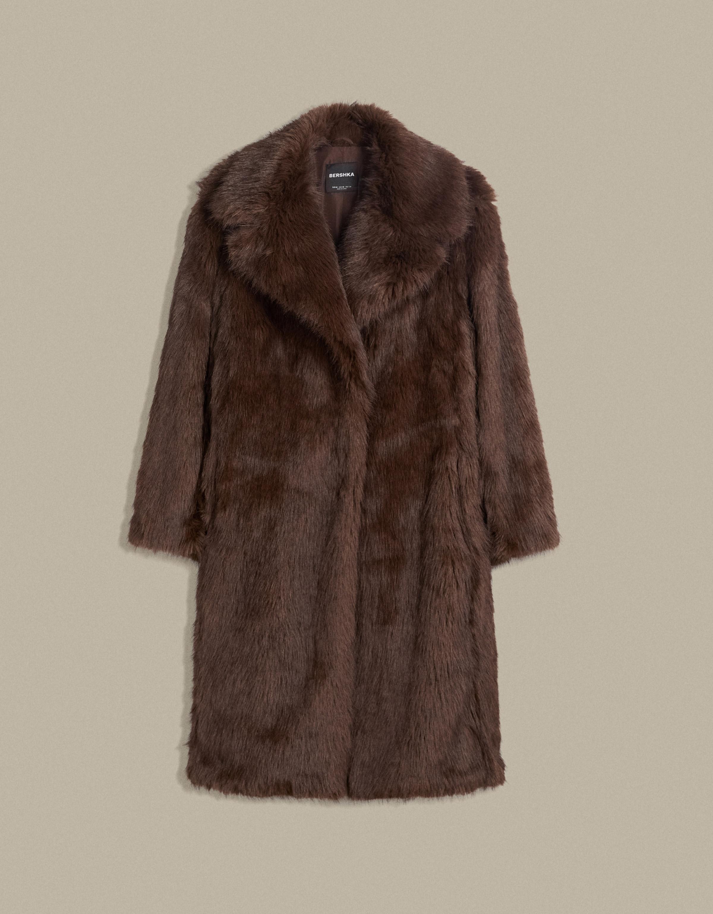 Long faux fur coat — Brown