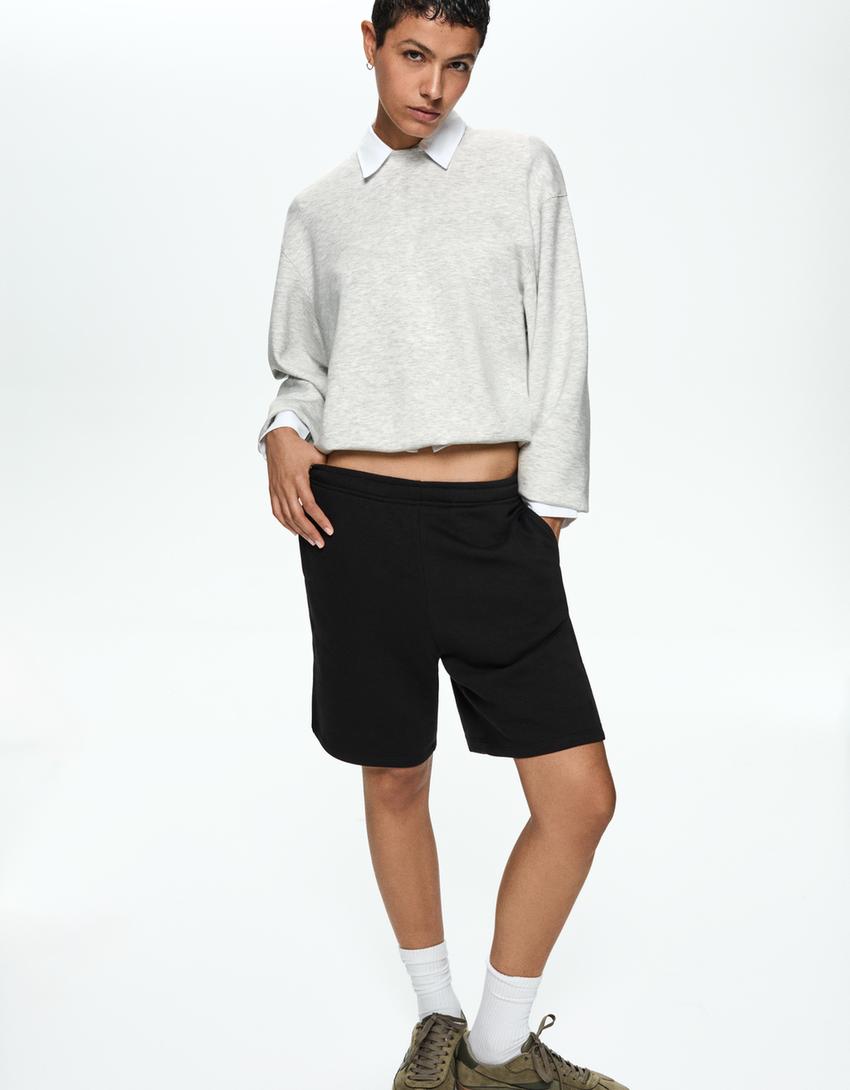 سويت شيرت فضفاض من مزيج مودال ناعم-رمادي