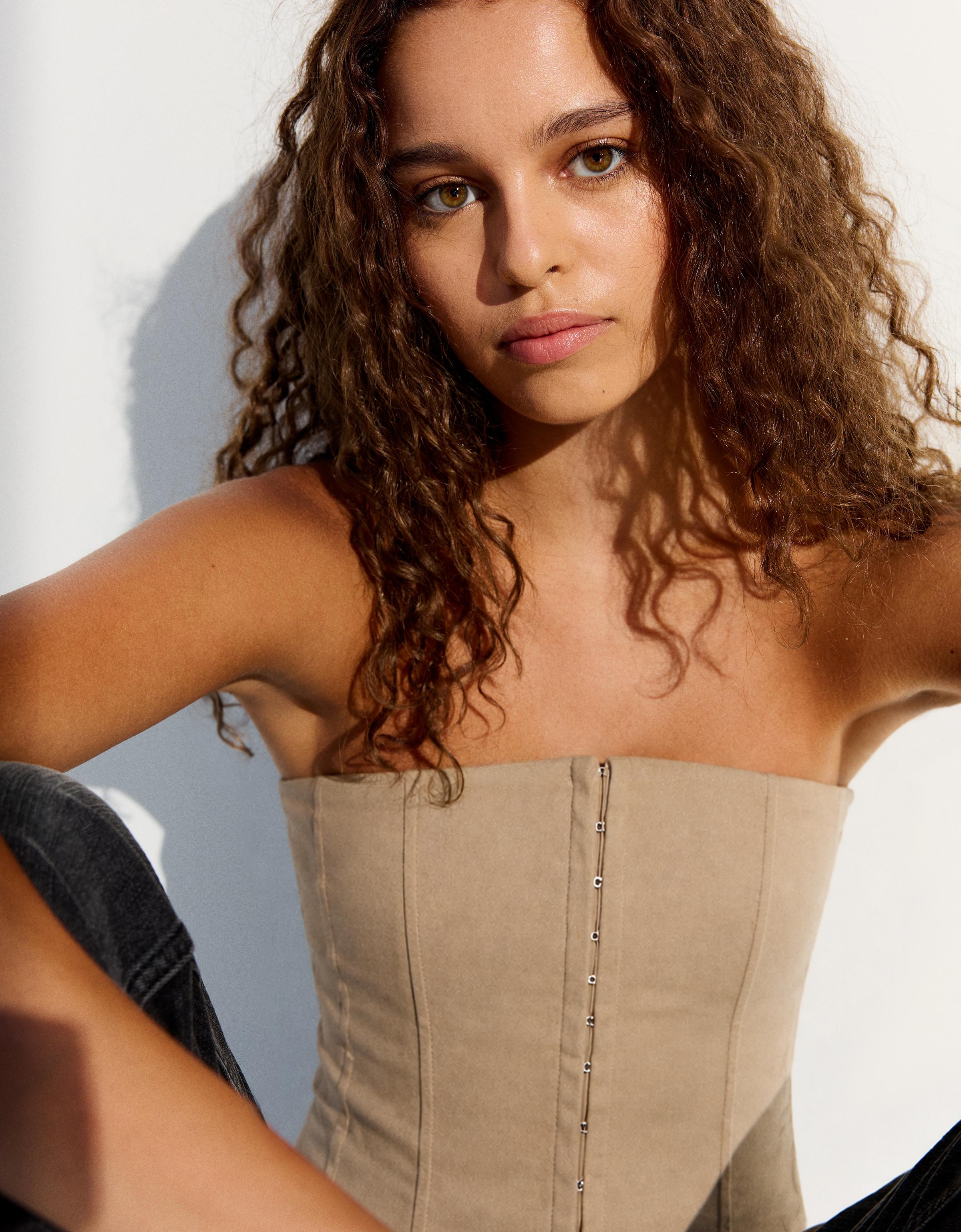 Corset bandeau top — Camel