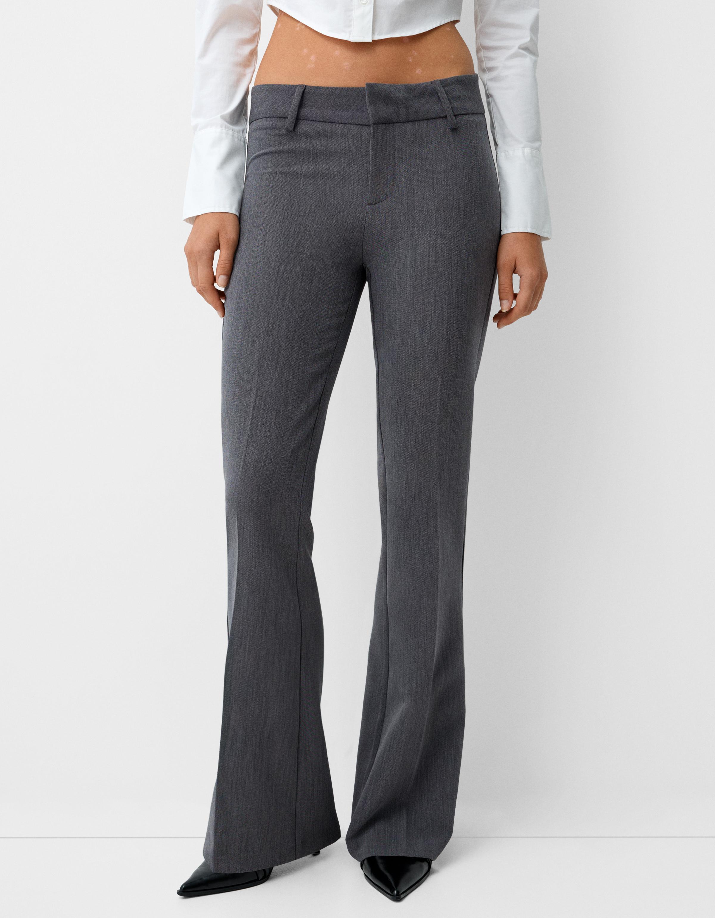 Bershka Tailoring-Schlaghose Damen 40 Dunkelgrau