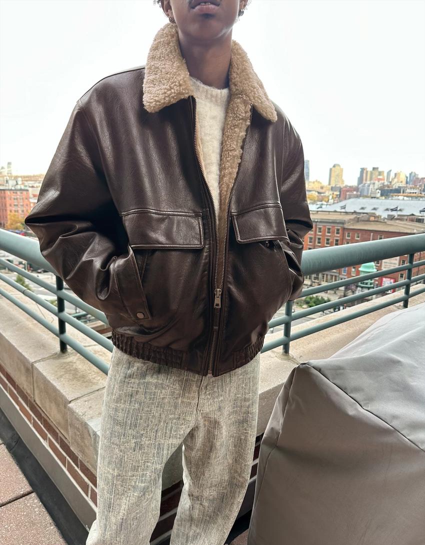 Geacă imitație piele-Maro