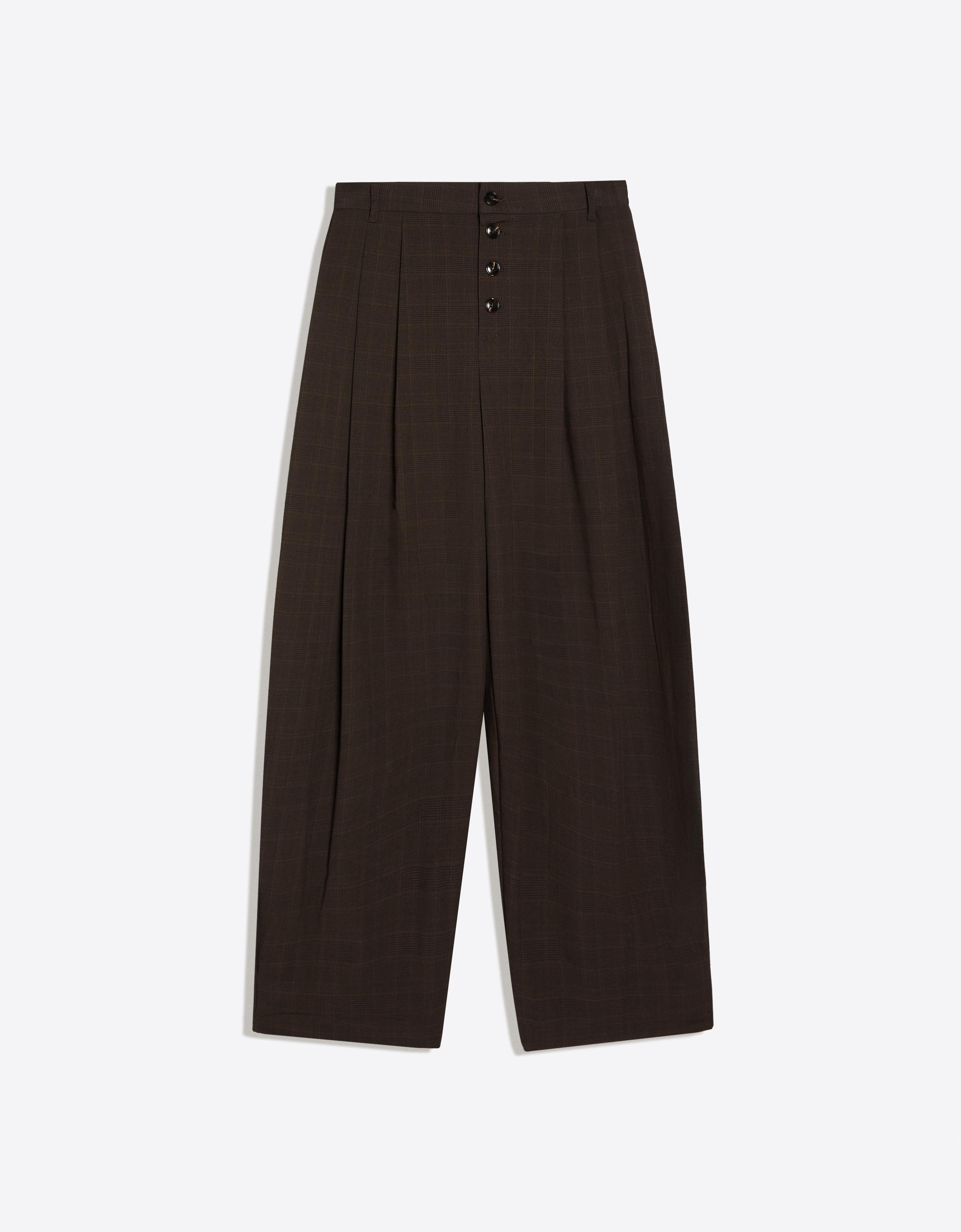 Side-pleat trousers — Brown