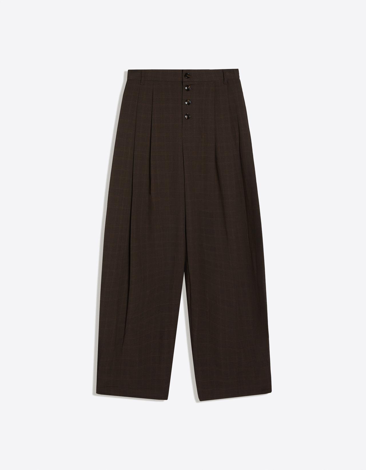 Balloon trousers with pleats and buttons — Brown