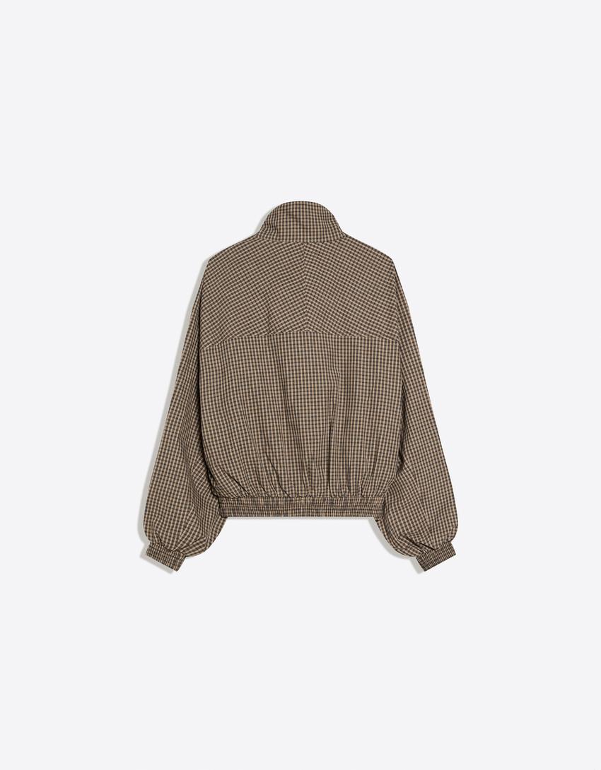 Jacke mit Karoprint-Camel