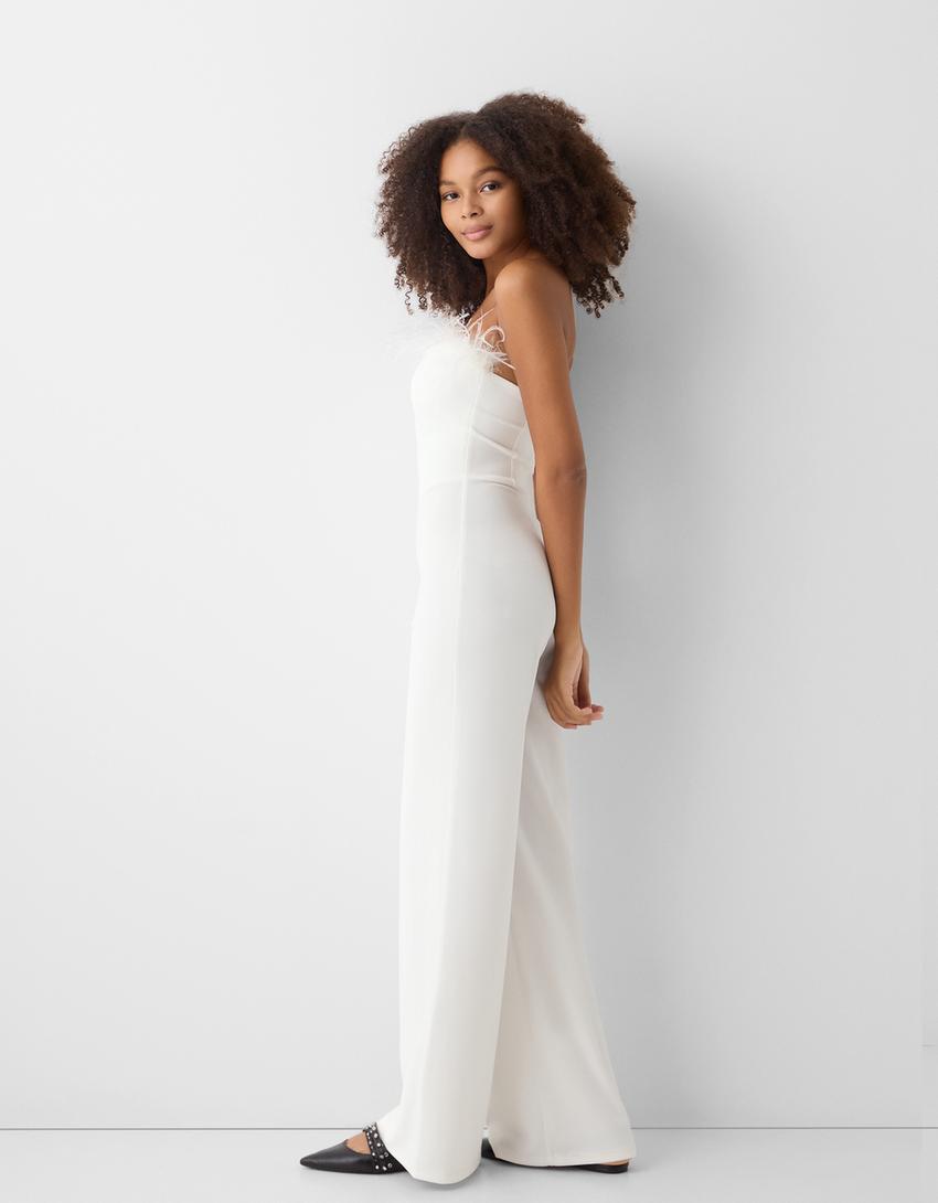 أفرول كورسيه بتفصيل ريش-أبيض مطفي-2