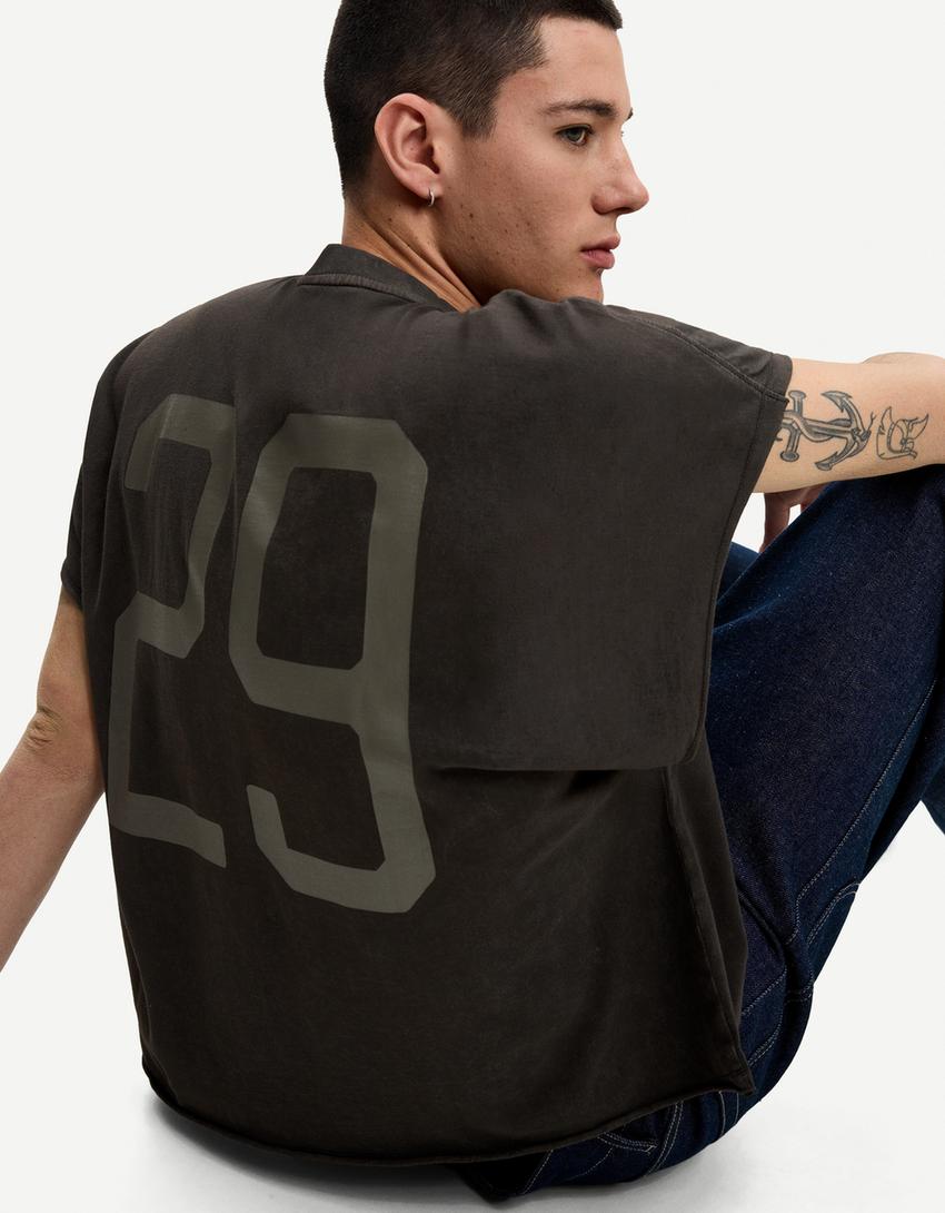 T-shirt sem mangas estampado worker