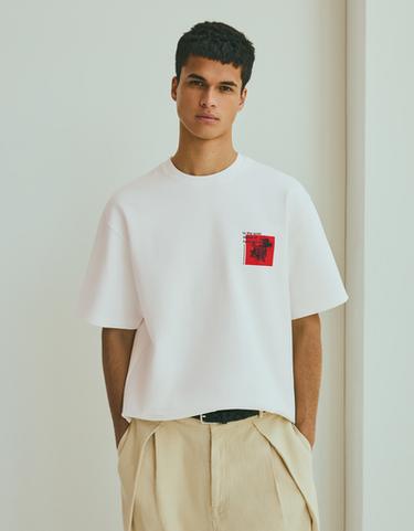 Printed interlock sweatshirt — Off white 1
