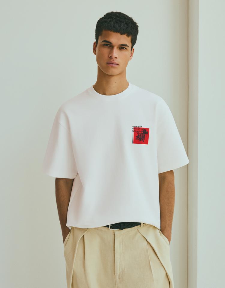 Printed interlock sweatshirt — Off white