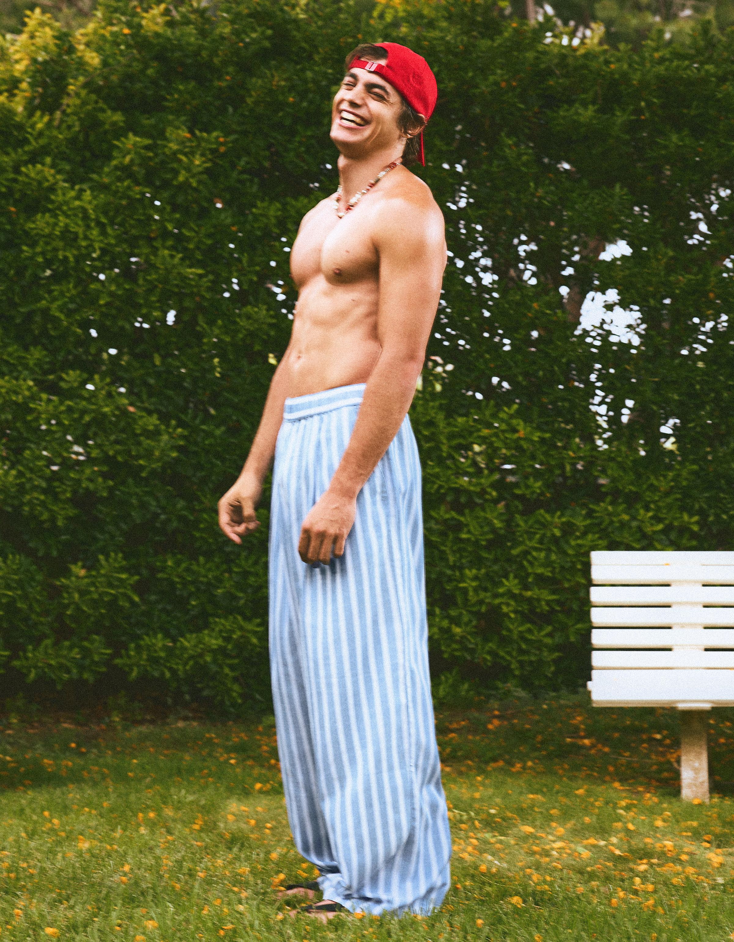 Super baggy pyjama-style trousers — Light blue