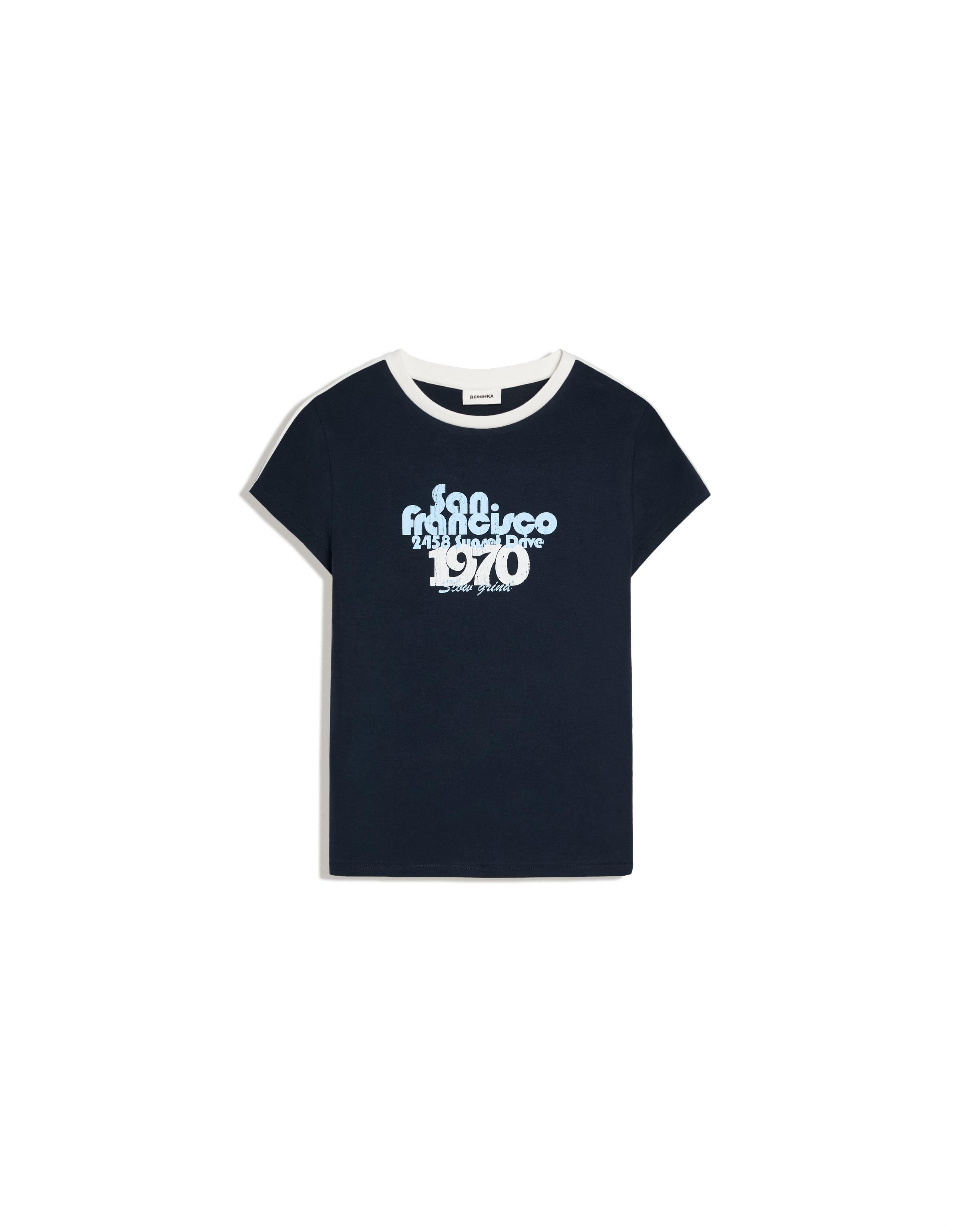 Short sleeve regular fit print T-shirt — Navy