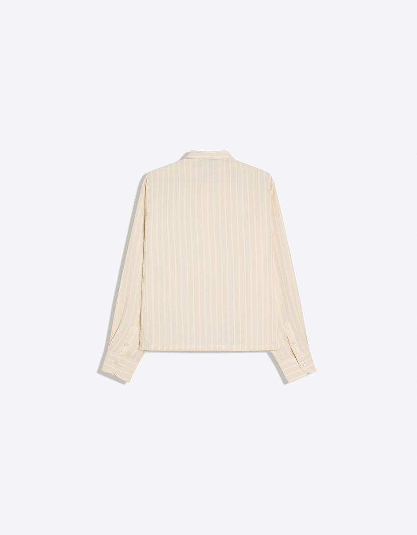 Embroidered long sleeve shirt-Sand