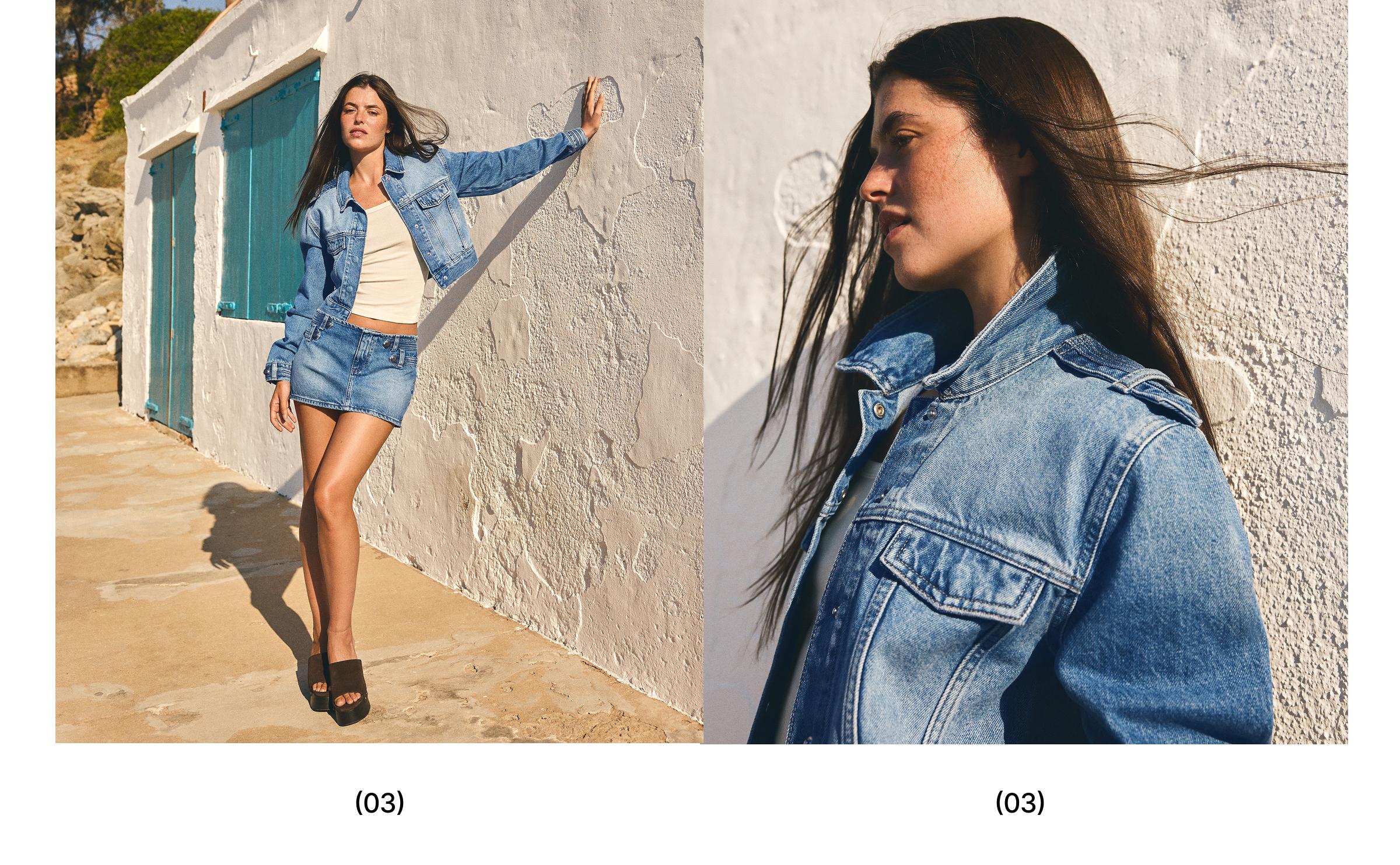 Cropped denim jacket — Light blue