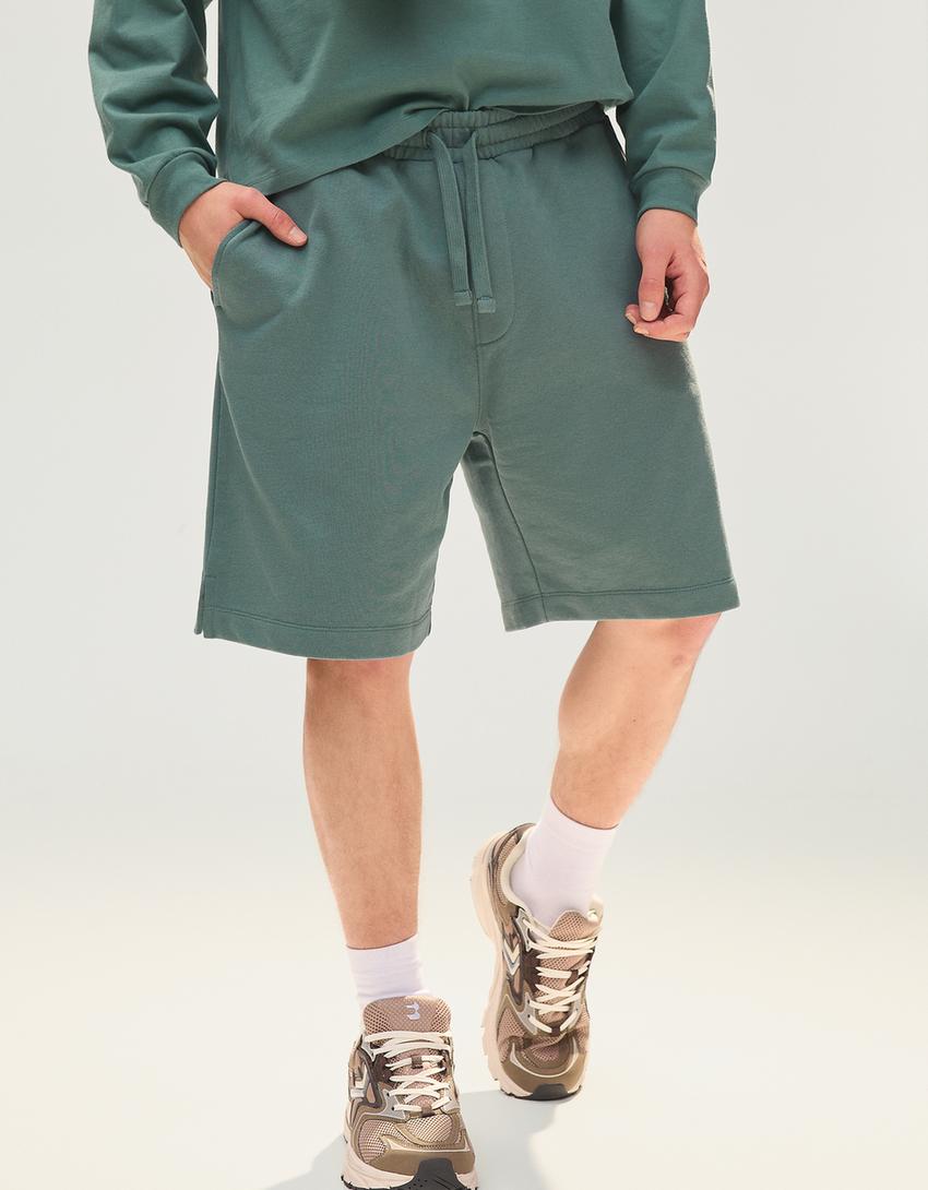 Bermude simple flaușate-Turcoaz