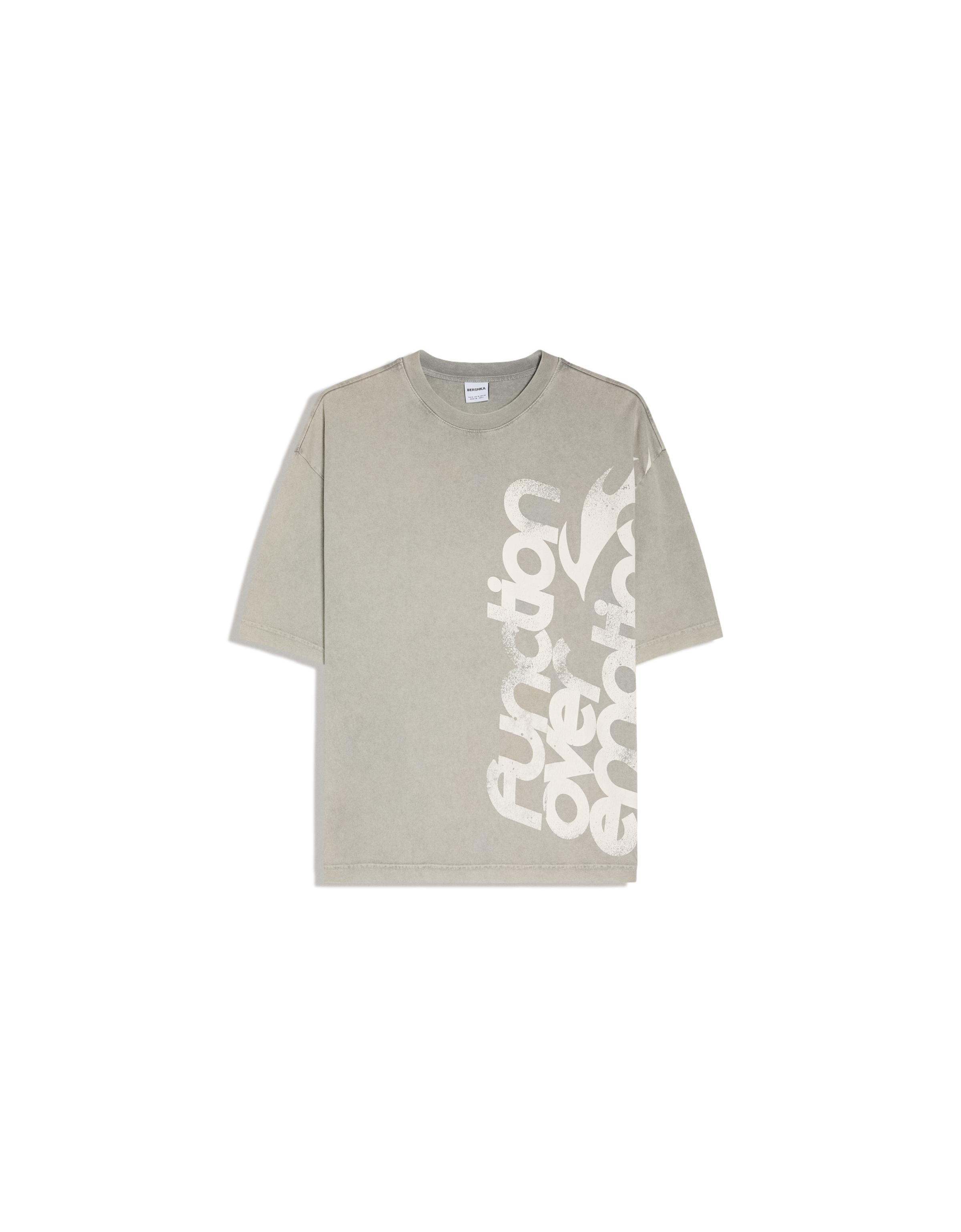 Washed boxy fit print T-shirt — Grey