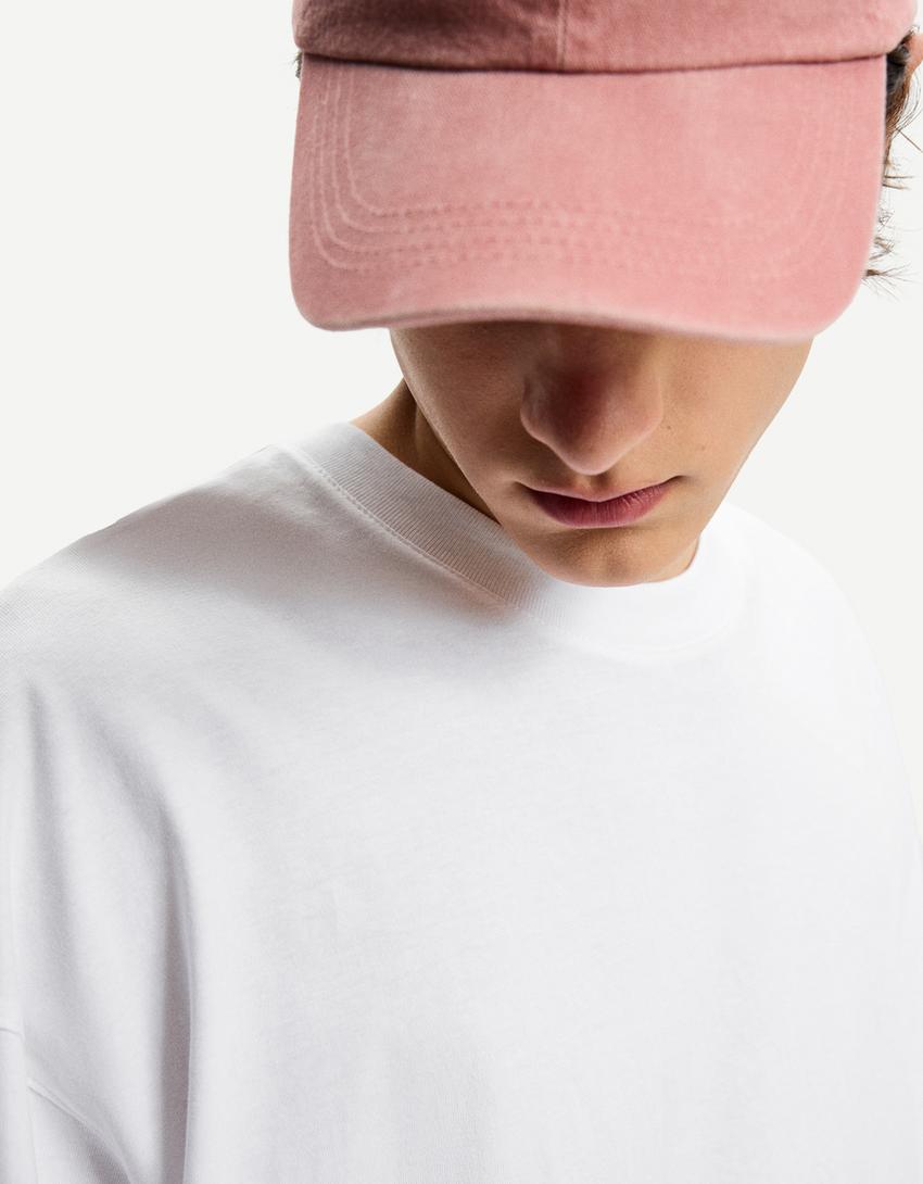 Oversized T-shirt met korte mouw-Wit