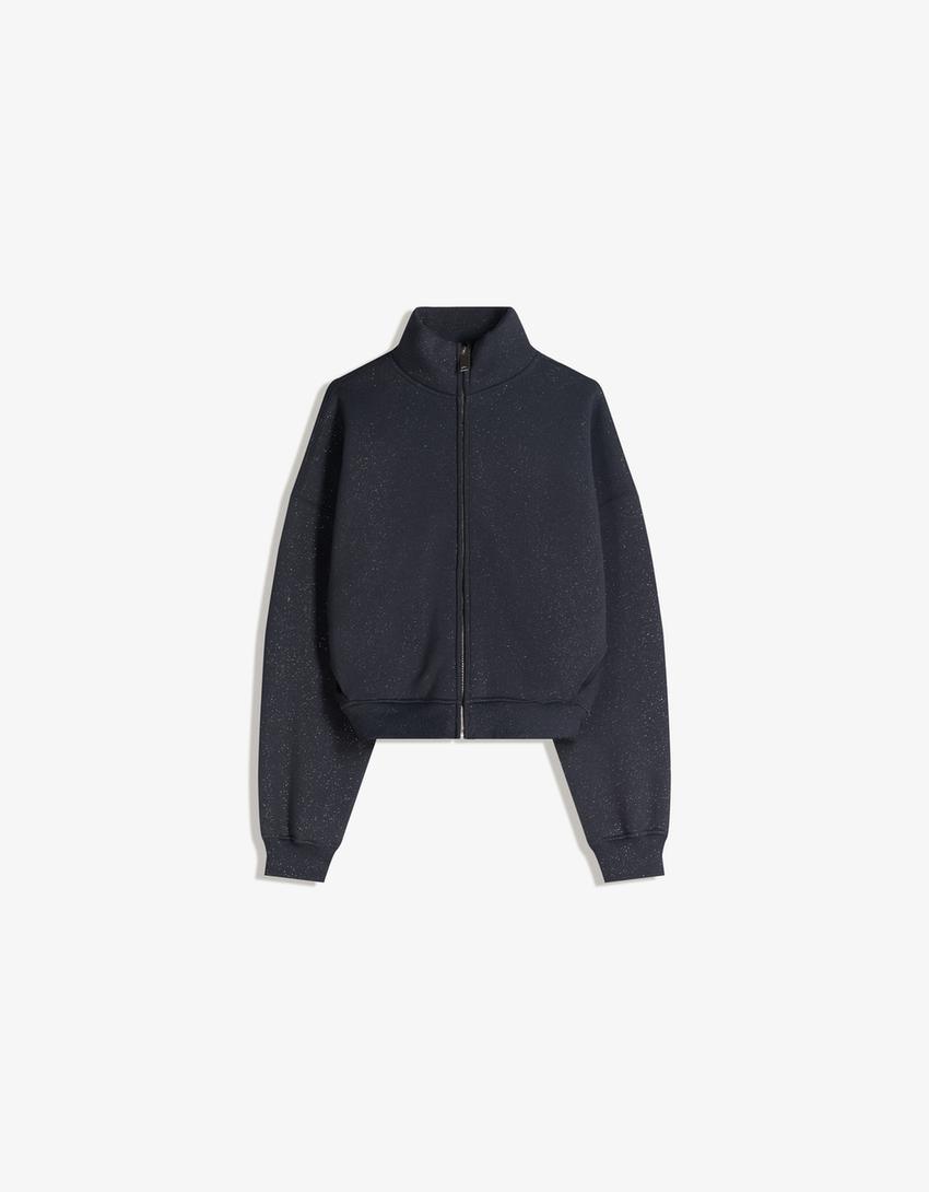 Sudadera cremallera brillo-Marino