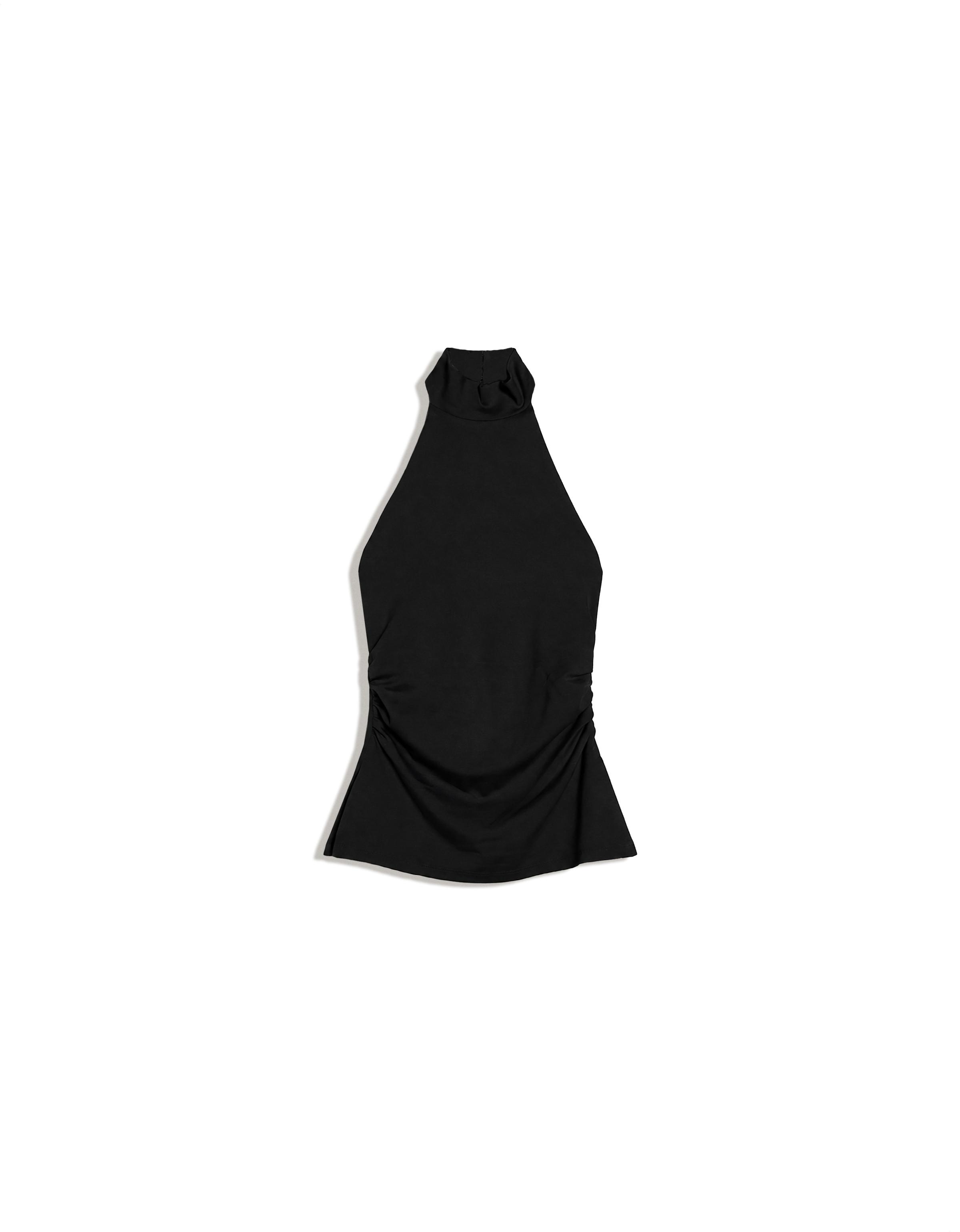 Gathered halter neck top — Black