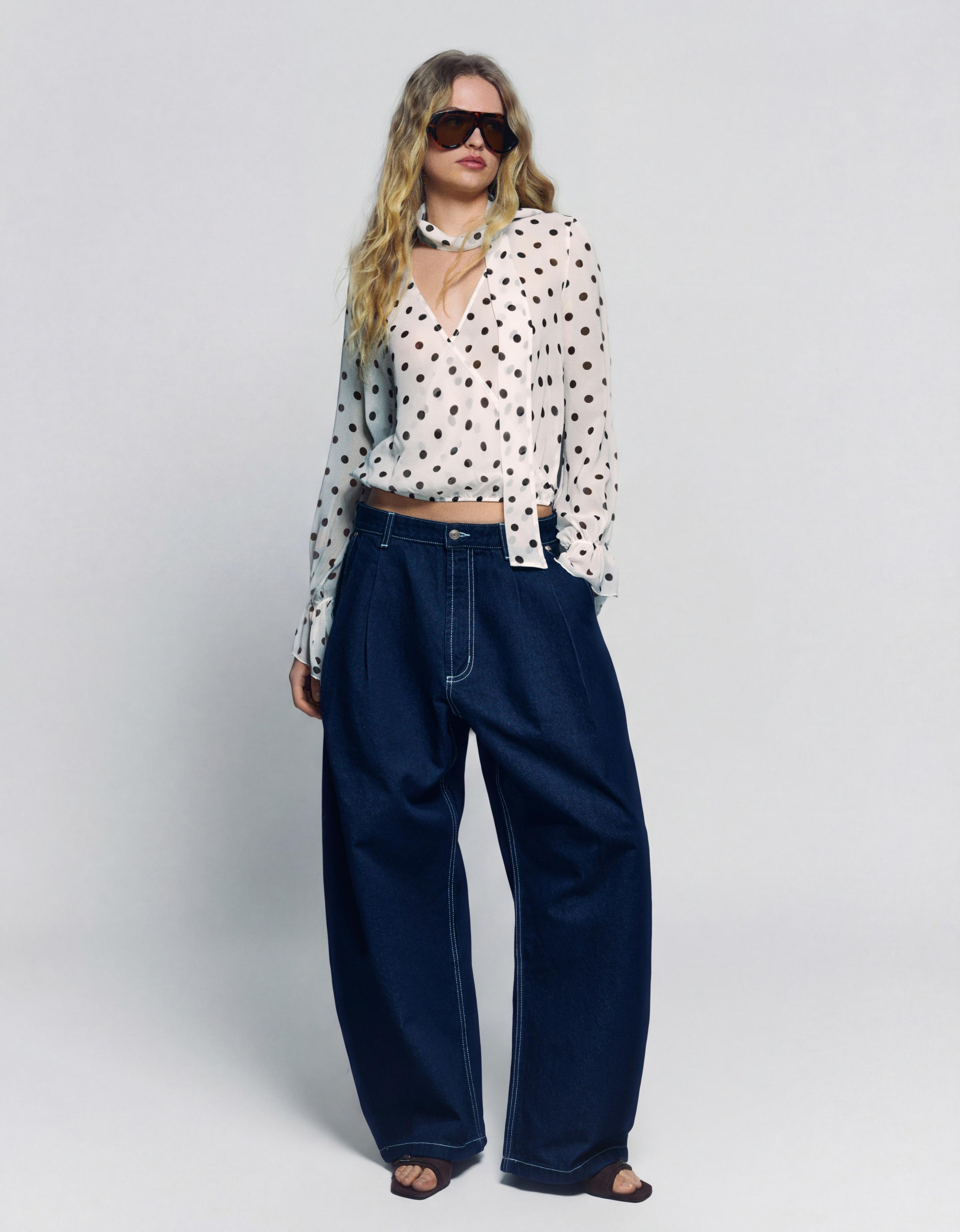 Uzun kollu kruvaze bluz - Görsel 105