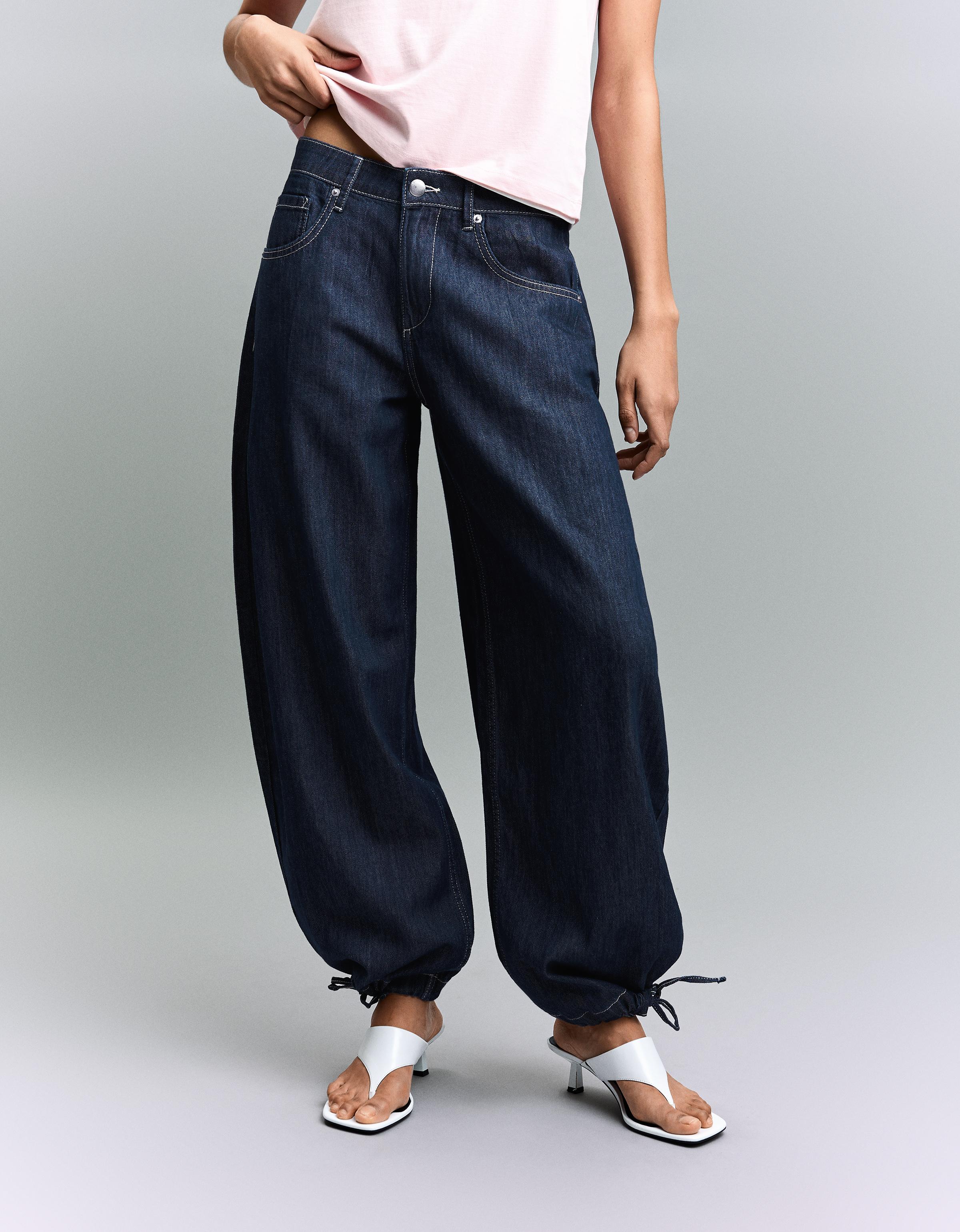 Düşük bel wide leg balloon fit jean