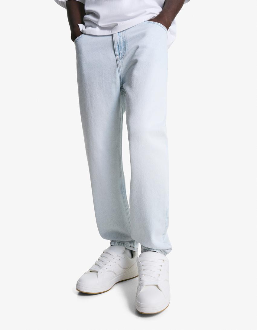 Jeans loose fit afunilado-Azul claro-2