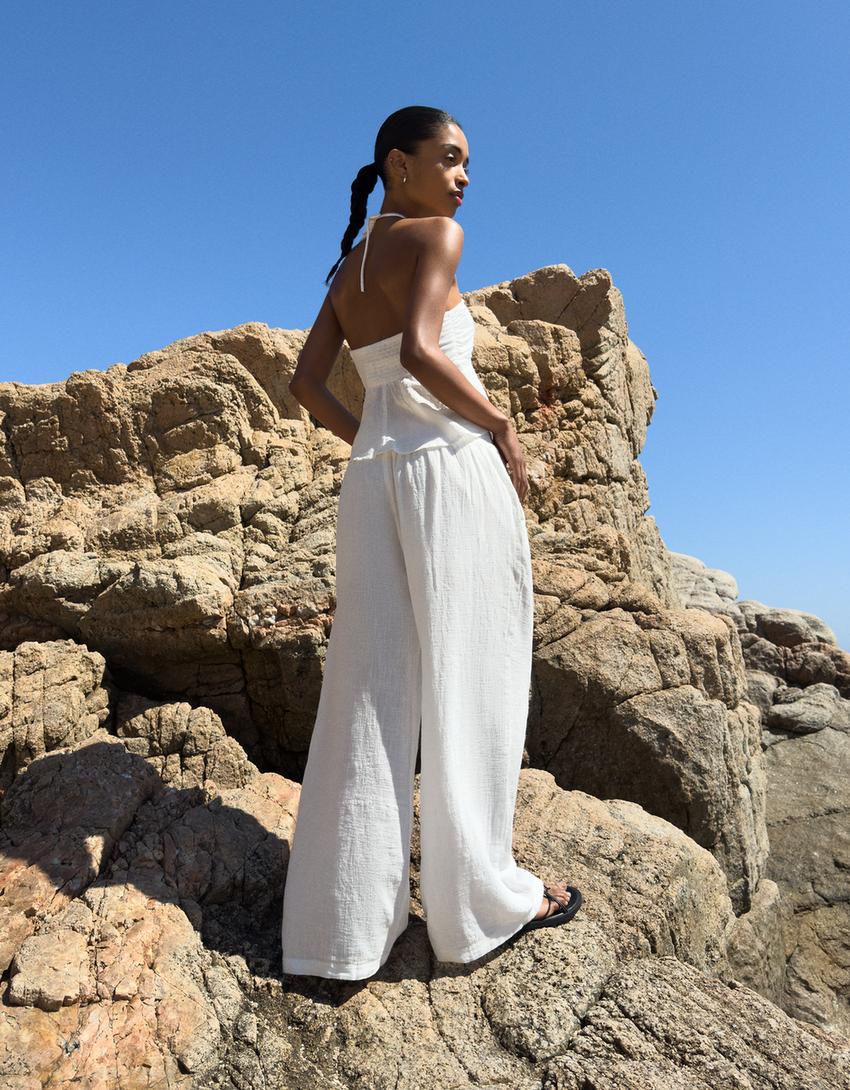 Ensemble top et pantalon-Blanc-3