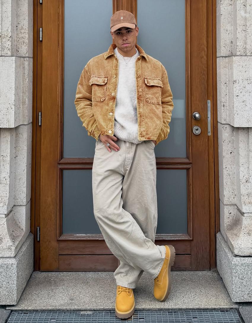 Вельветовая куртка геометрического кроя-Верблюжий