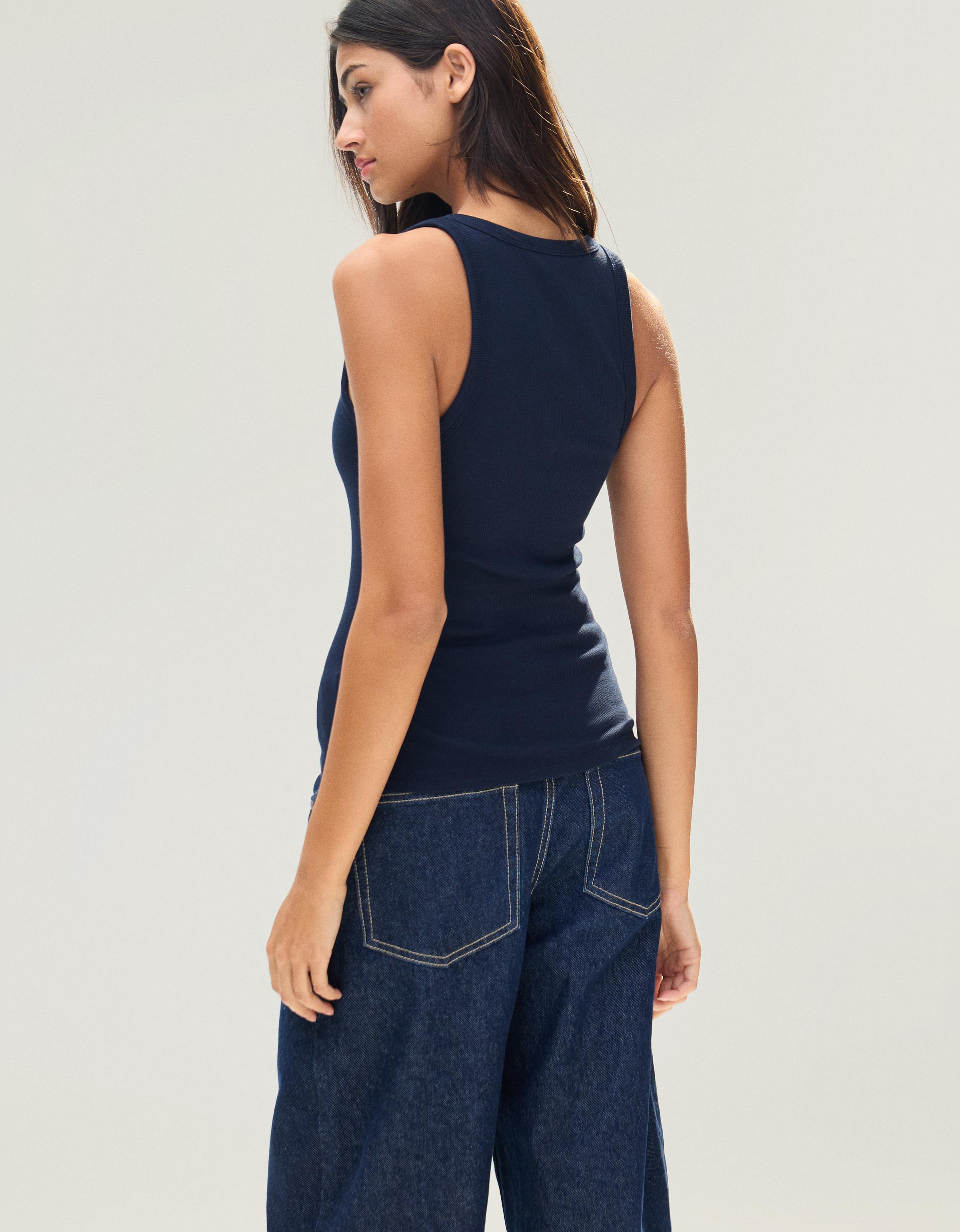 V-neck strappy vest top — Navy