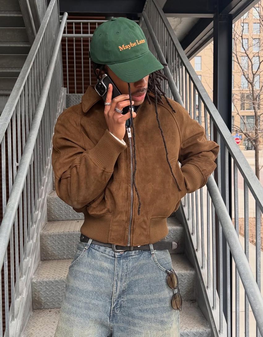 Süet görünümlü ceket-Kahverengi