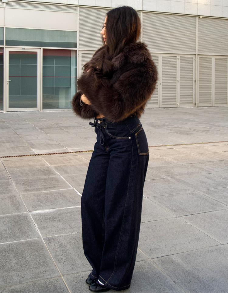 Jeans wide leg barrel cinturón