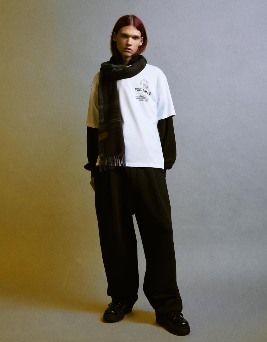 T-shirt manches courtes imprimé-Blanc cassé