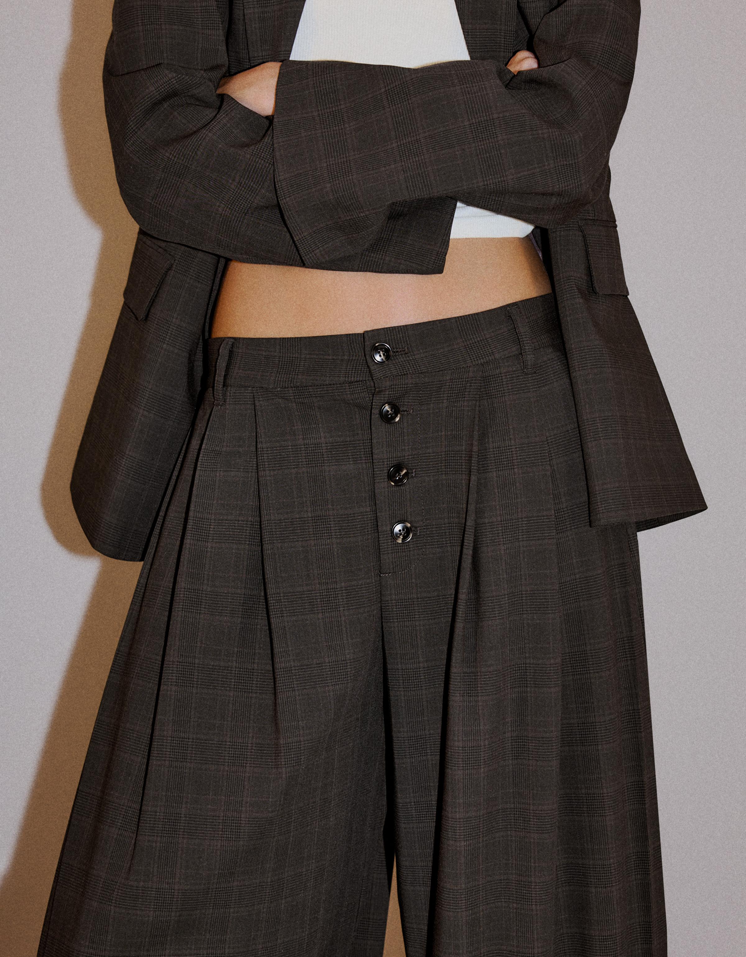 Side-pleat trousers — Brown