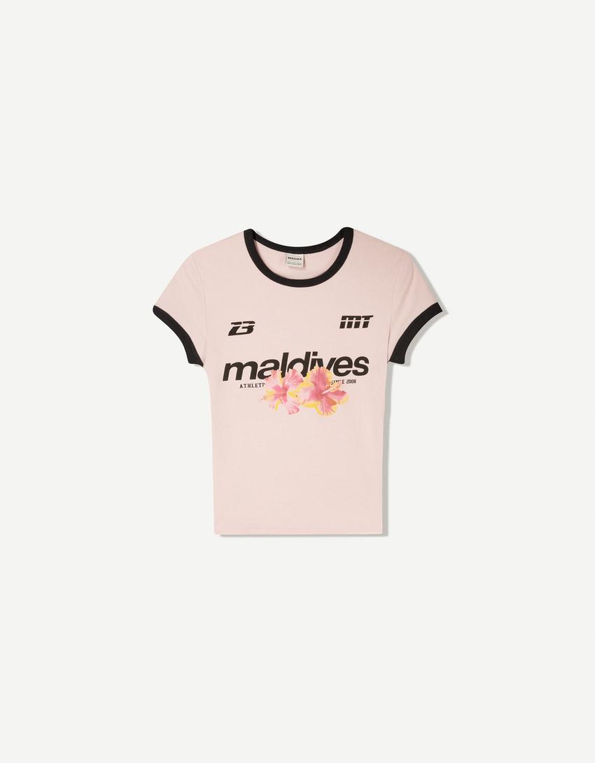 Short sleeve T-shirt with contrast print