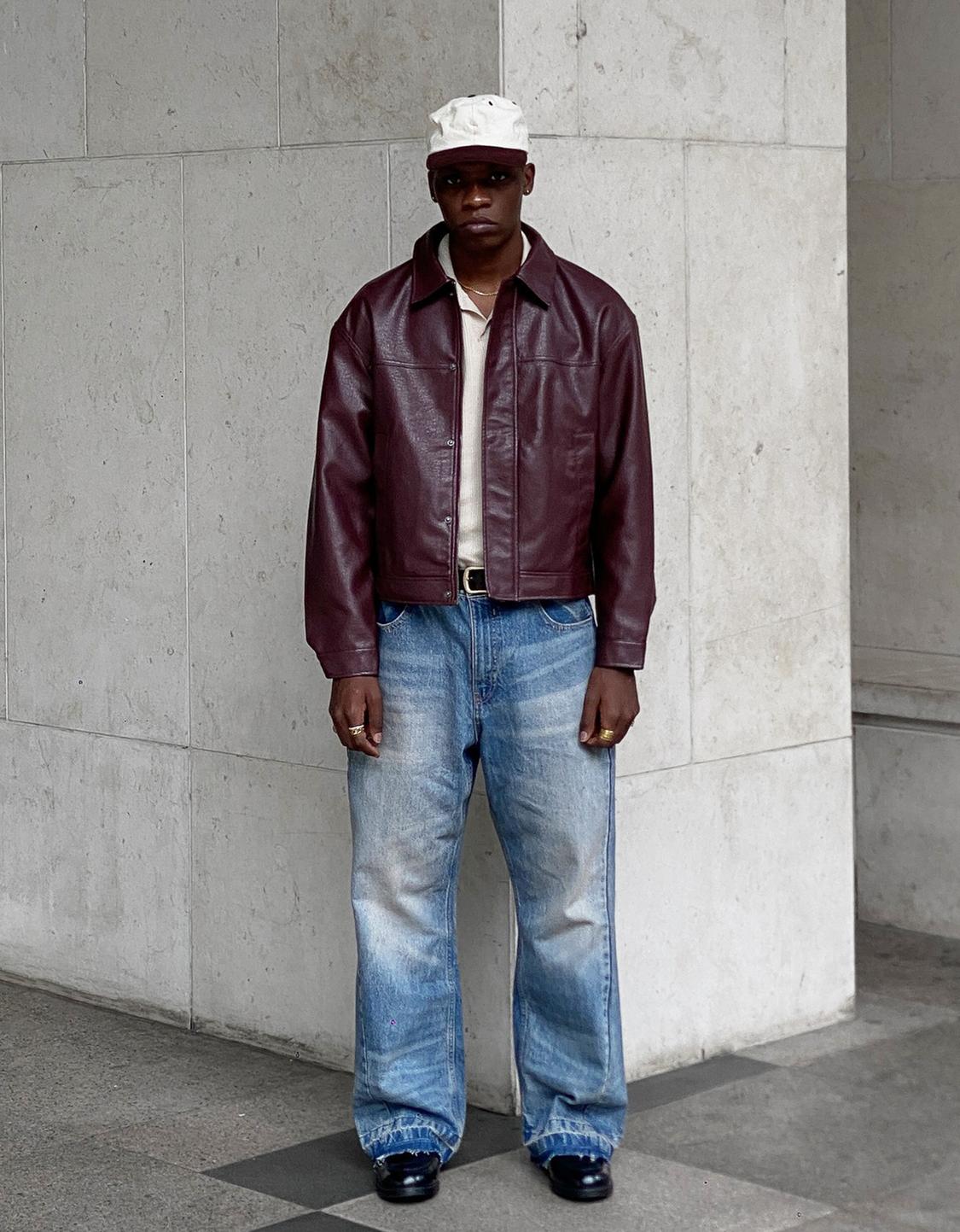 Leather effect boxy fit jacket