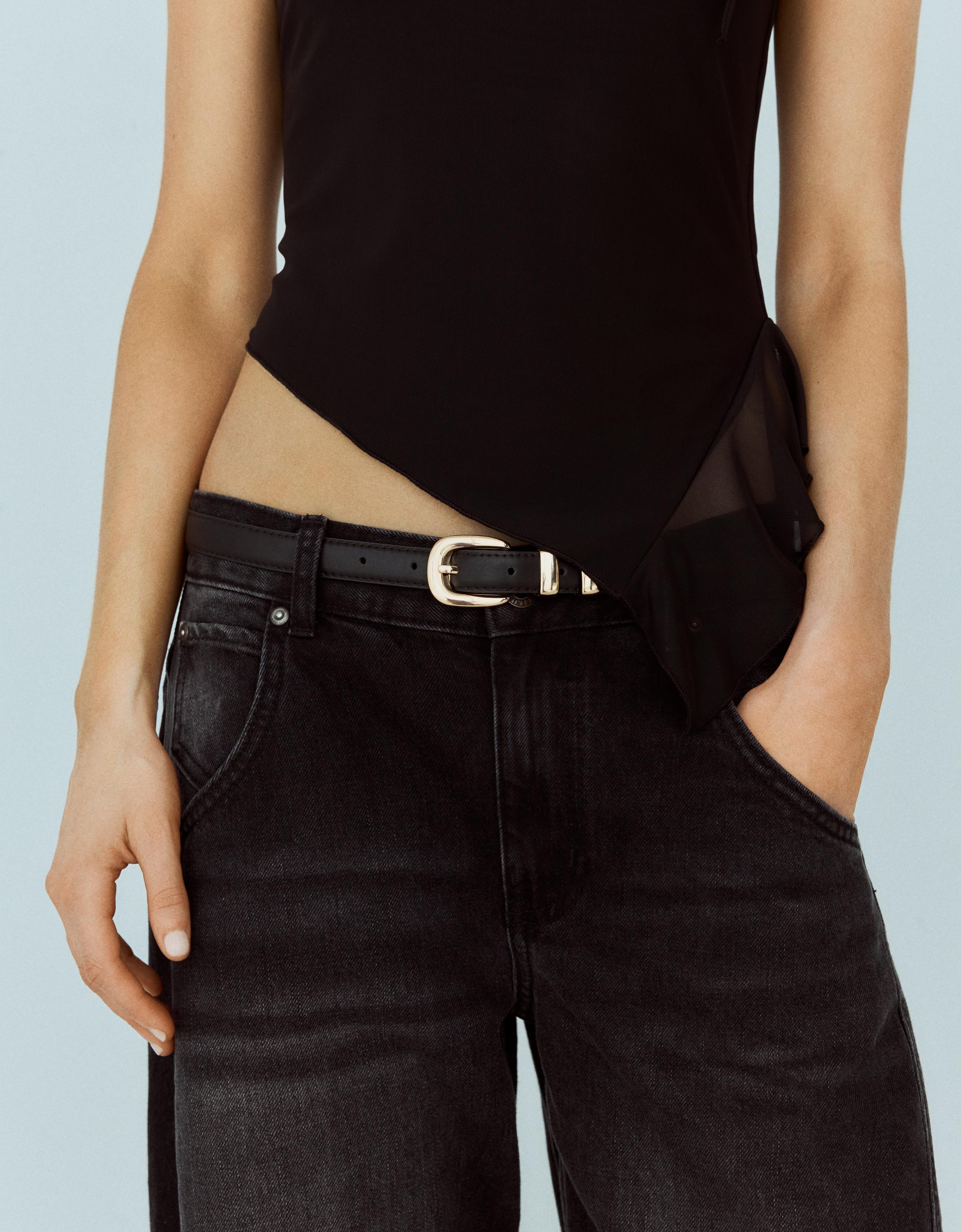 Thin belt with buckle — Black