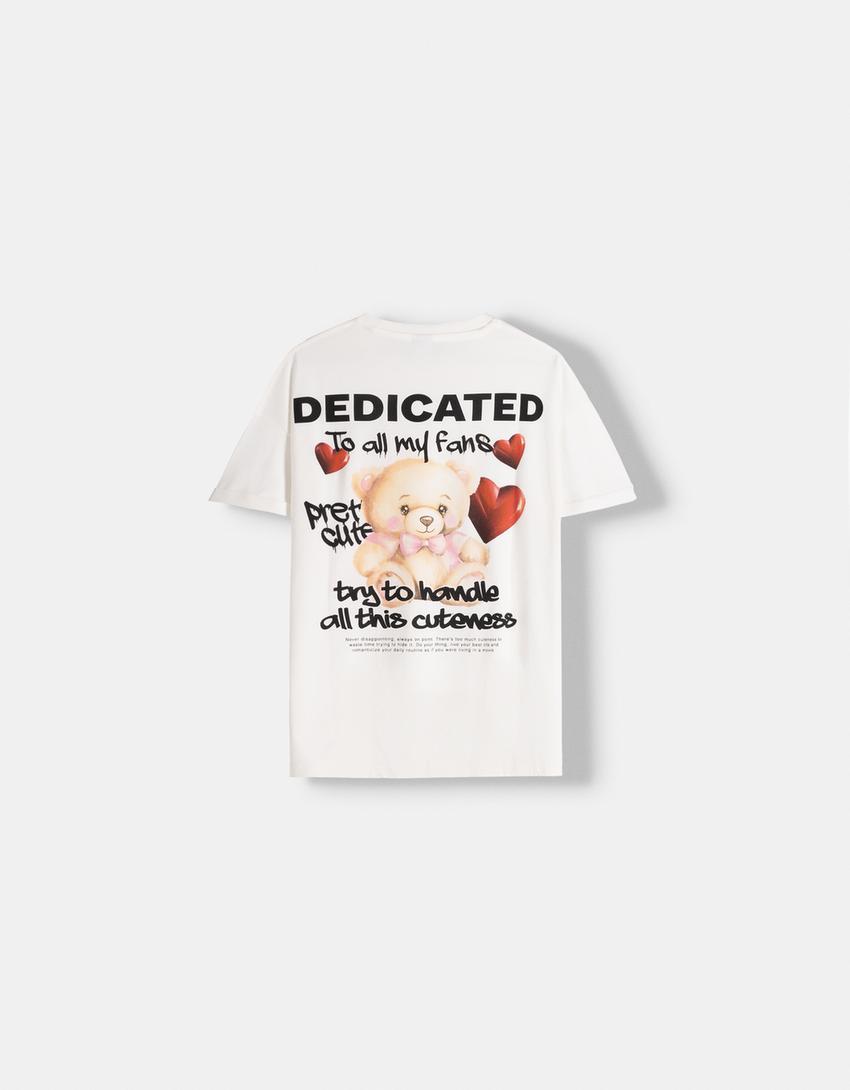 تيشرت فضفاض بطبعة وأكمام قصيرة-أبيض مطفي-5