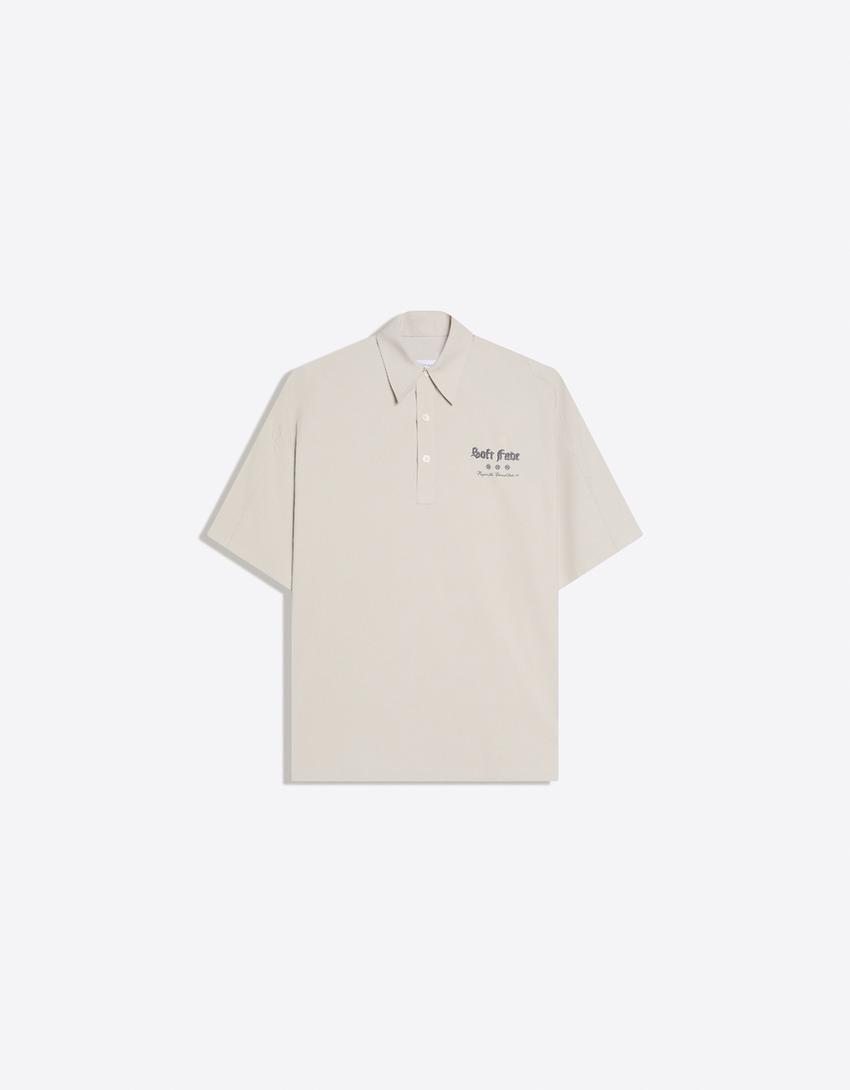 Polo manches courtes brodé-Gris