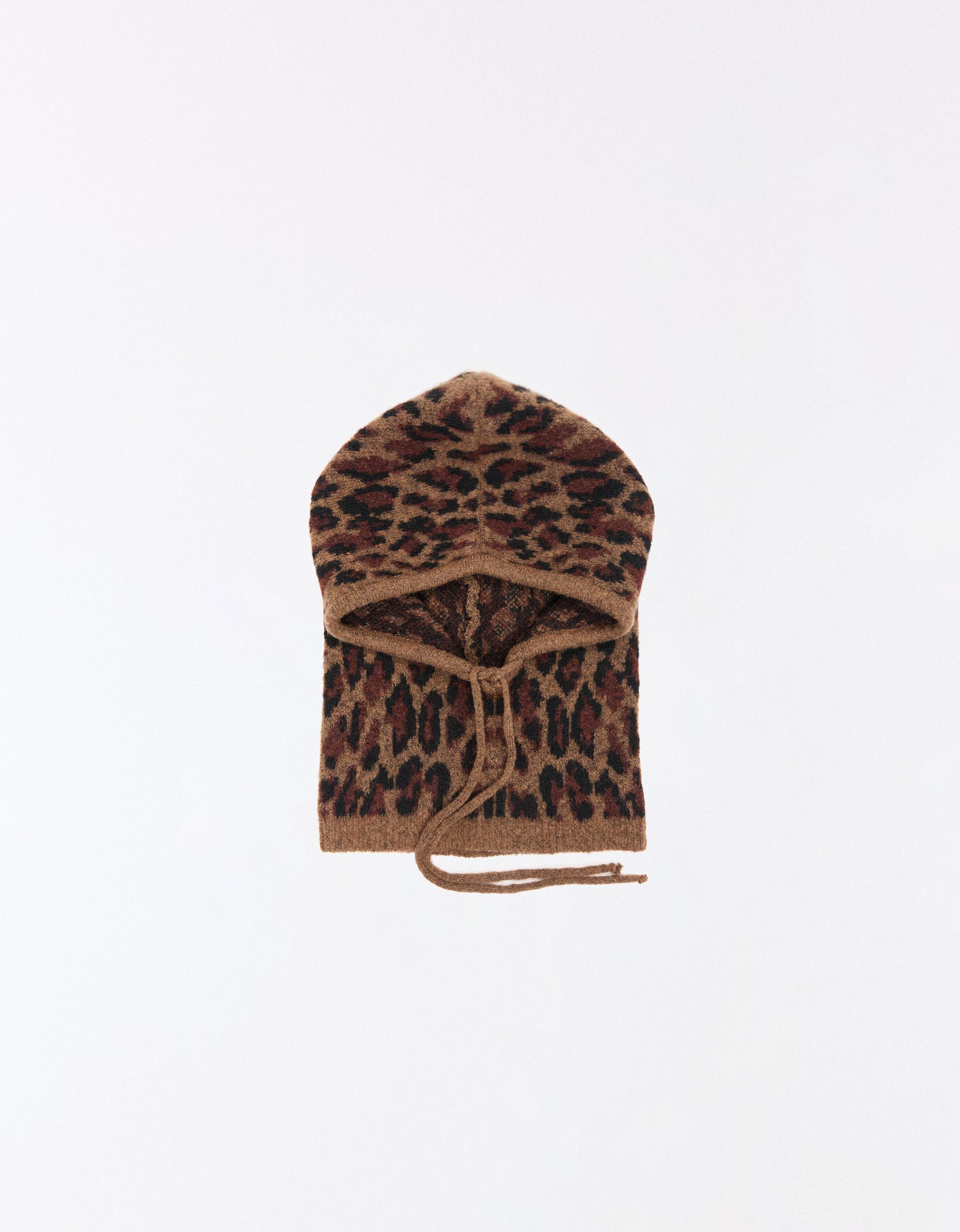 Animal print knit balaclava — Brown