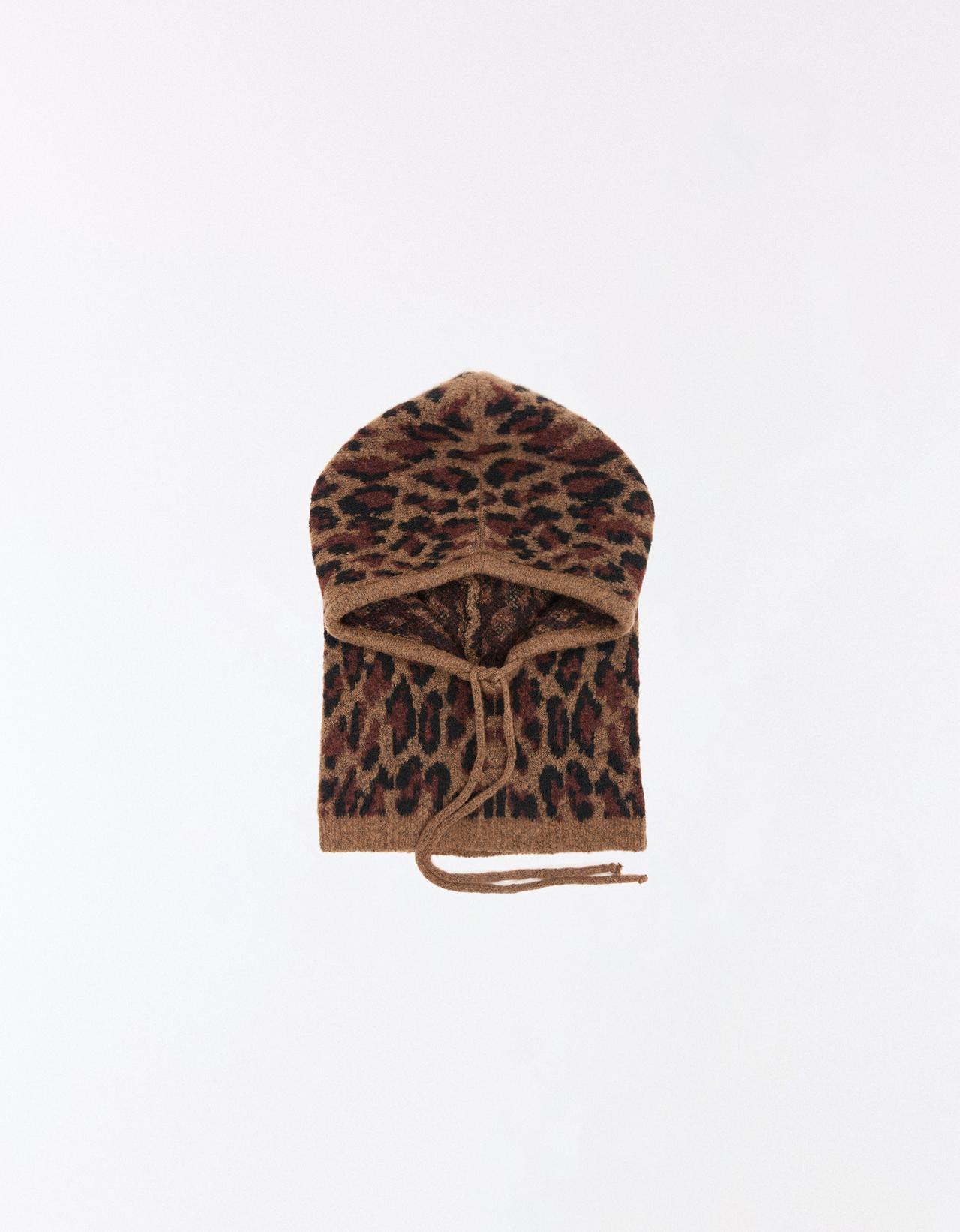 Animal print knit balaclava — Brown