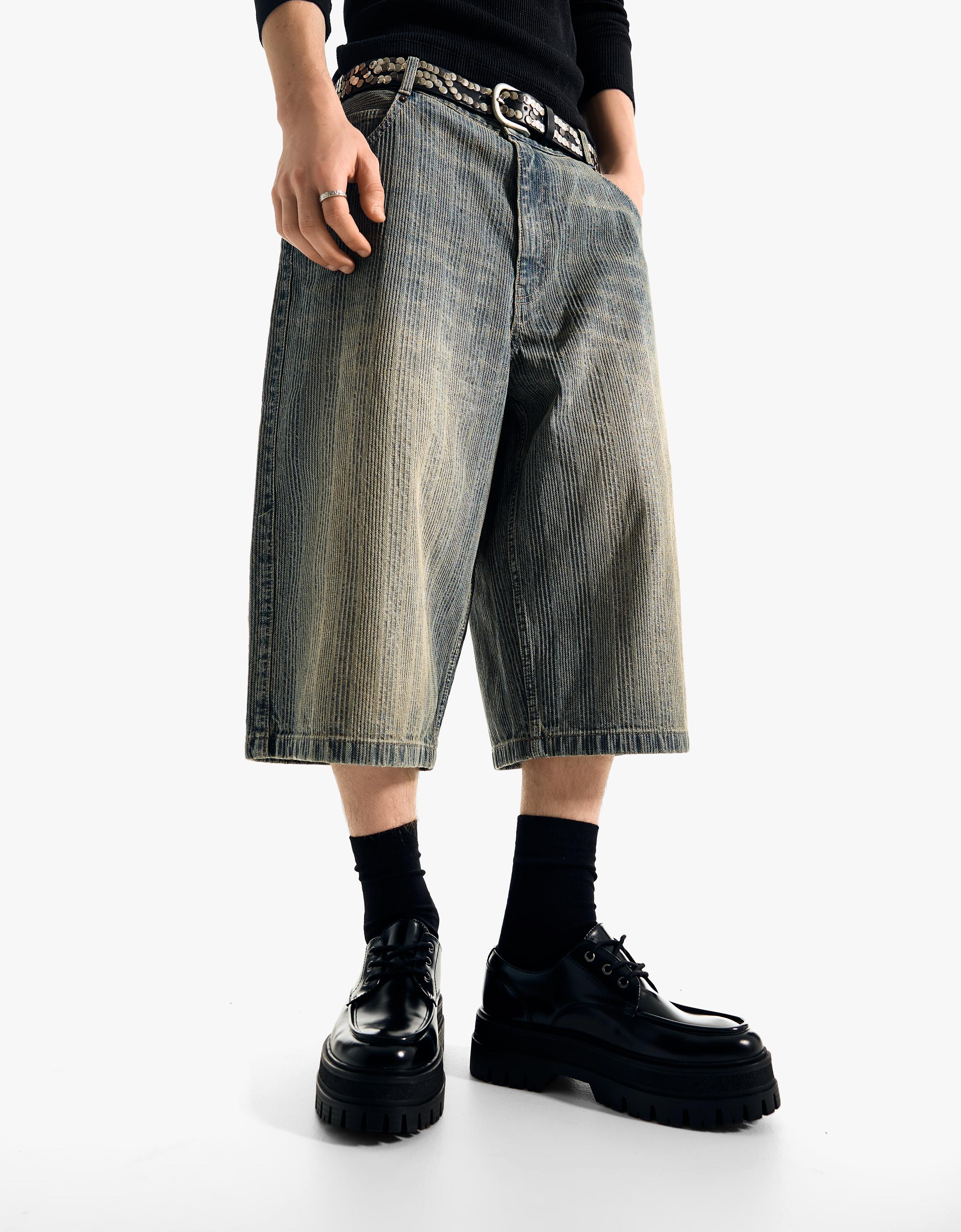 Super baggy fit denim bermuda