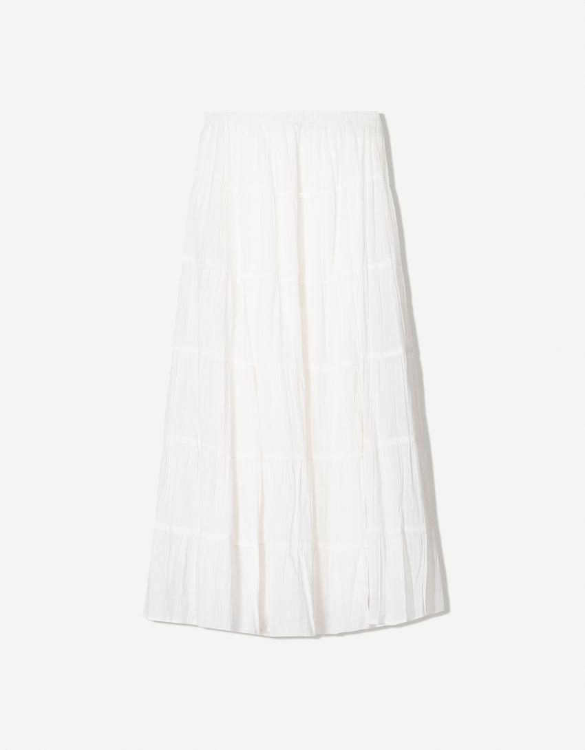 Falda maxi boho-Blanco roto