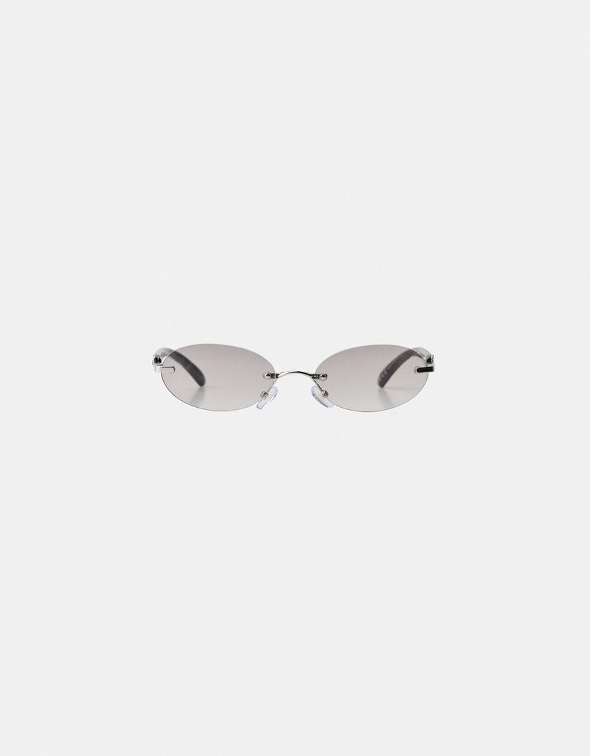 Lunettes de soleil en métal-Gris-1