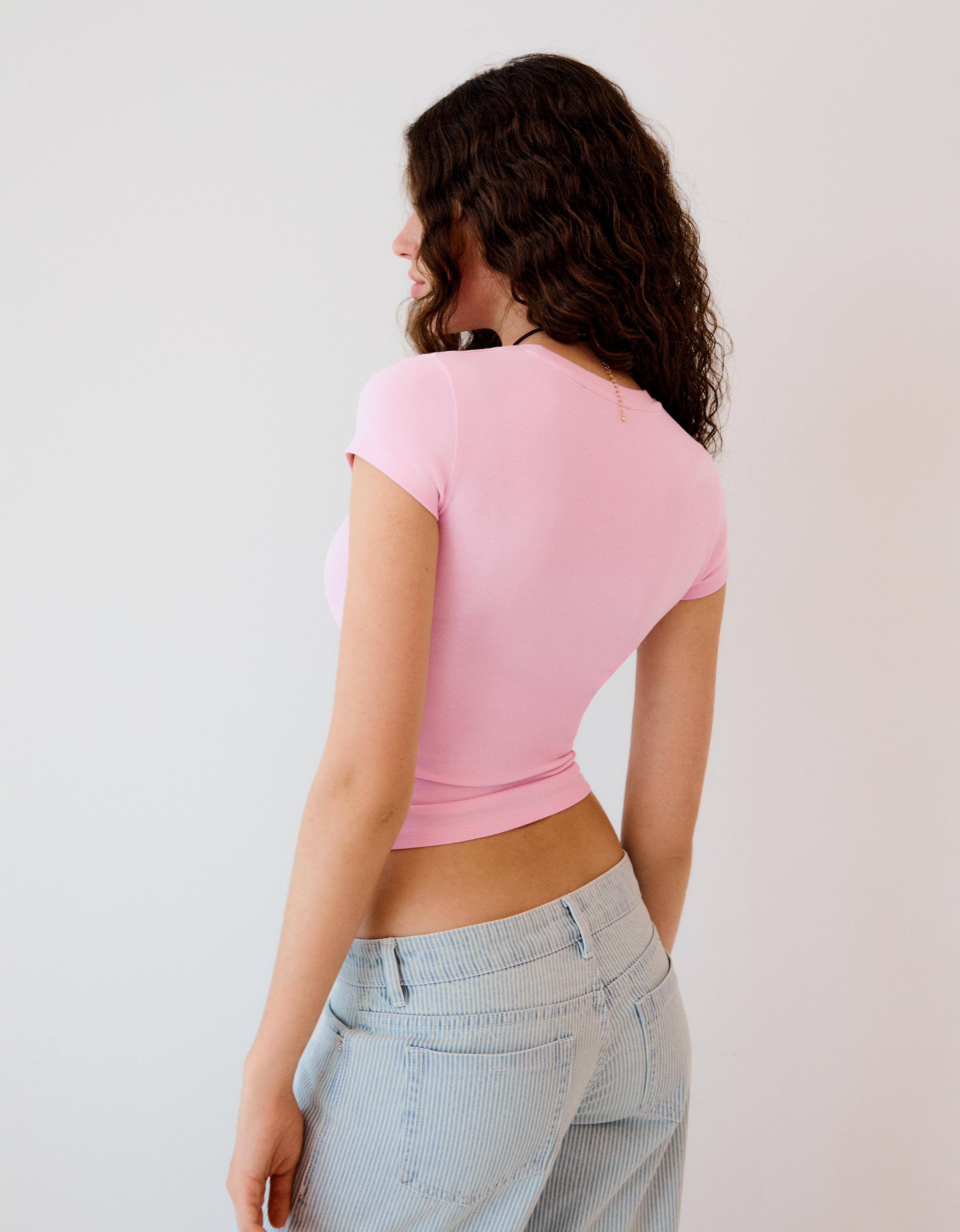 Short sleeve round neck T-shirt — Pink