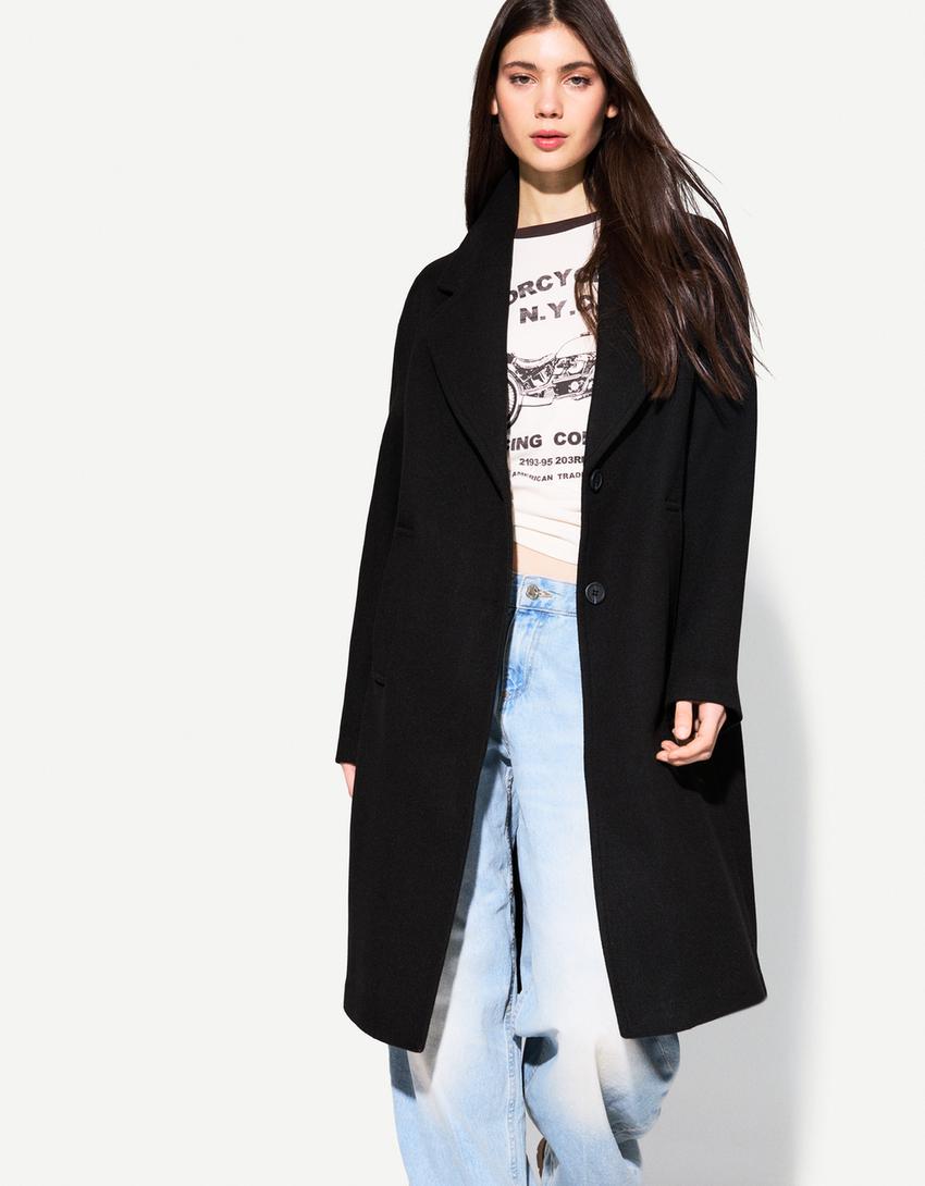 Long soft coat-Black-1
